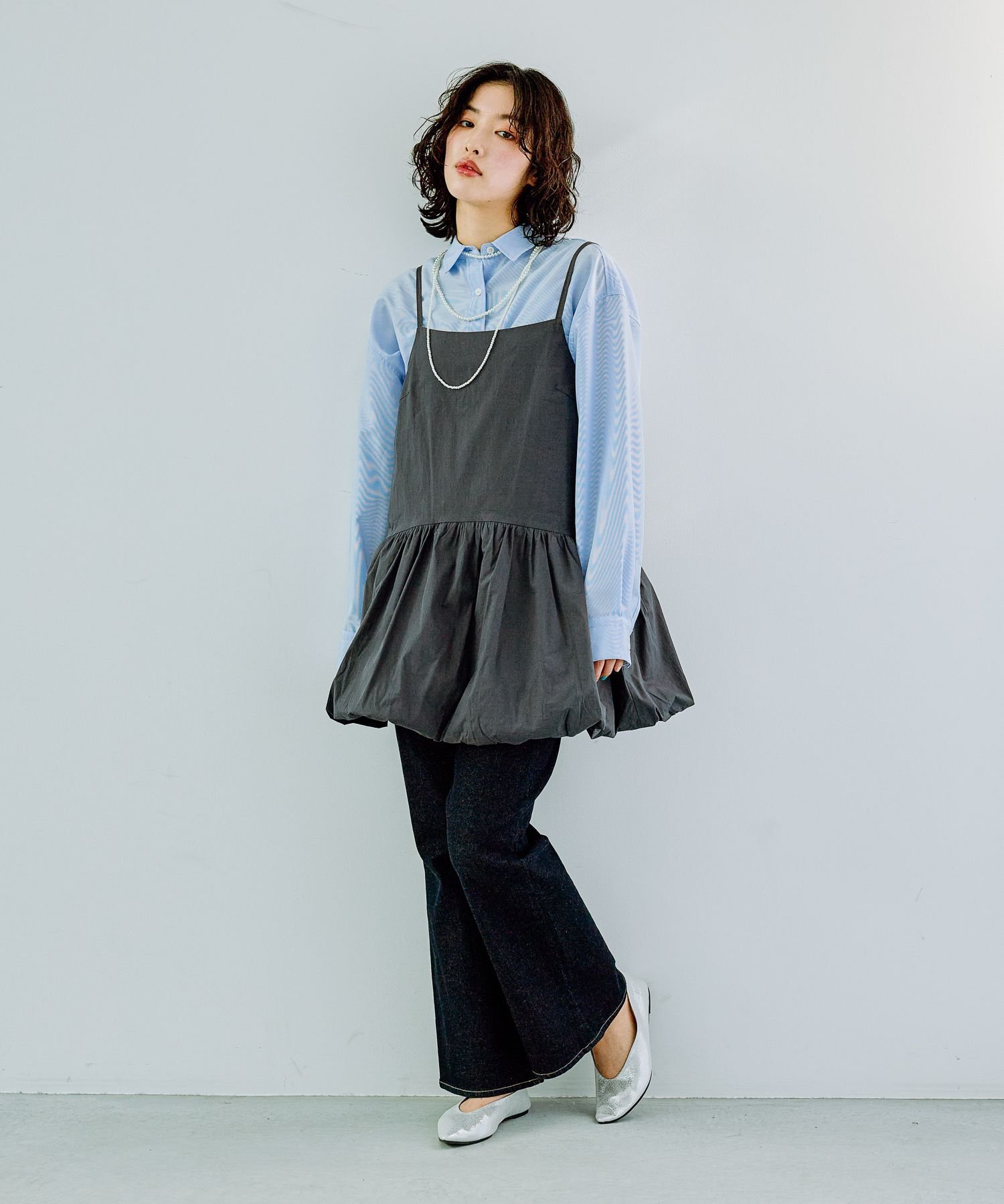 LEPSIM BIG刺繍ストライプシャツ レプシィム トップス シャツ