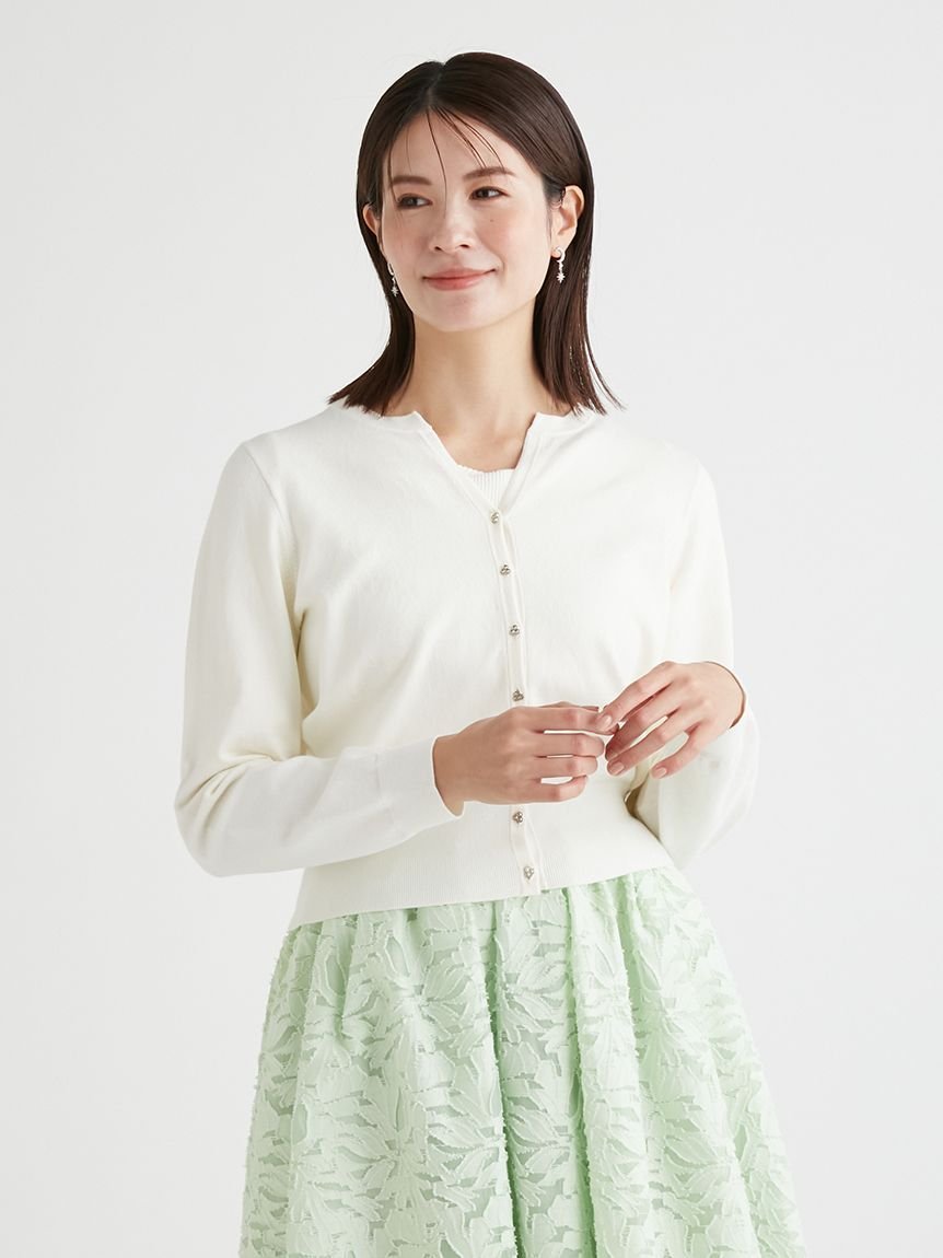 新品タグ付き★CELFORD オーガニックコットンキーネックカーディガン　PNK SALE／40%OFF】CELFORD オーガニックコットンキーネックカーディガン