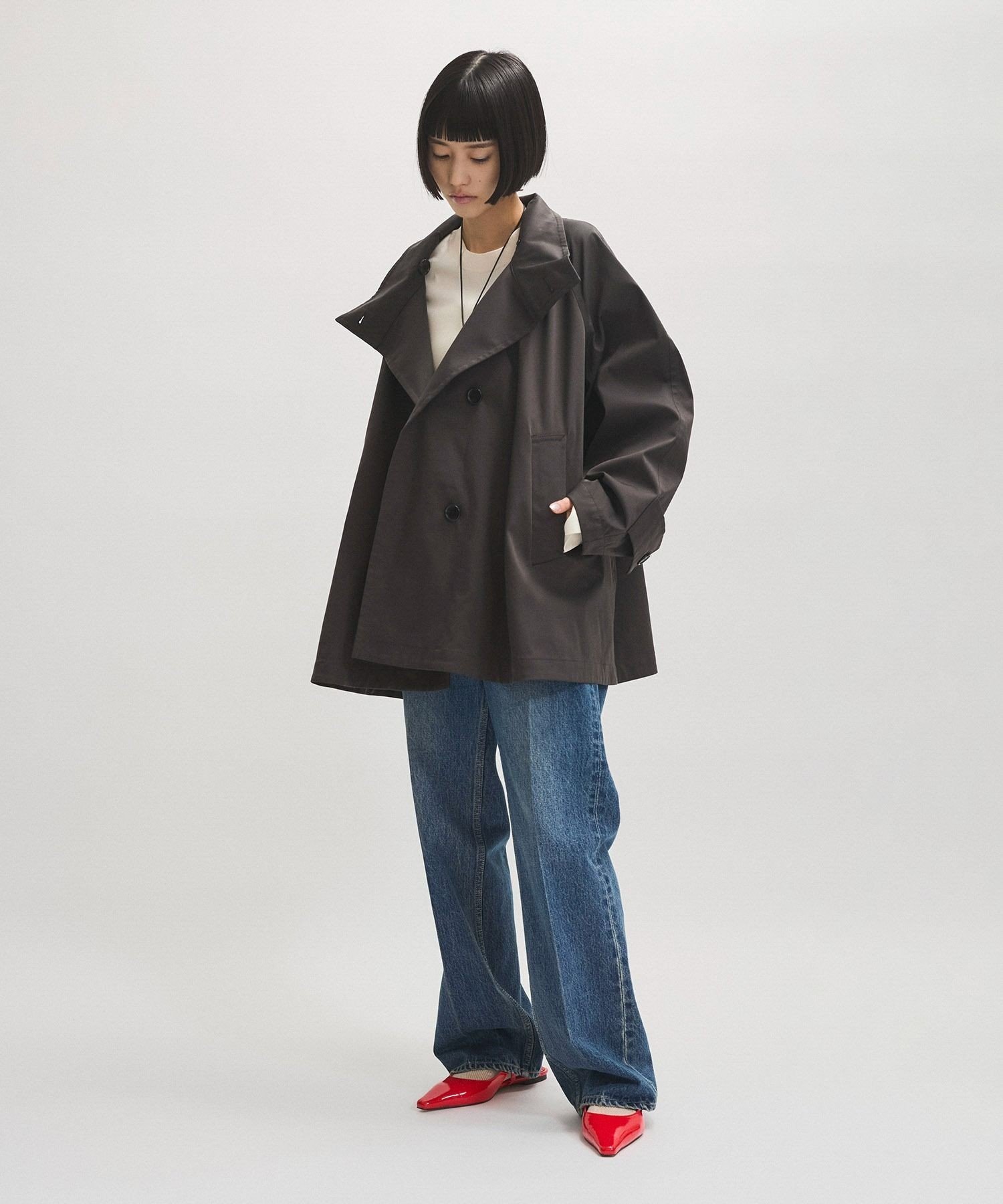 ADAM ET ROPE' FEMME 【定番人気】フレアミドルトレンチコート