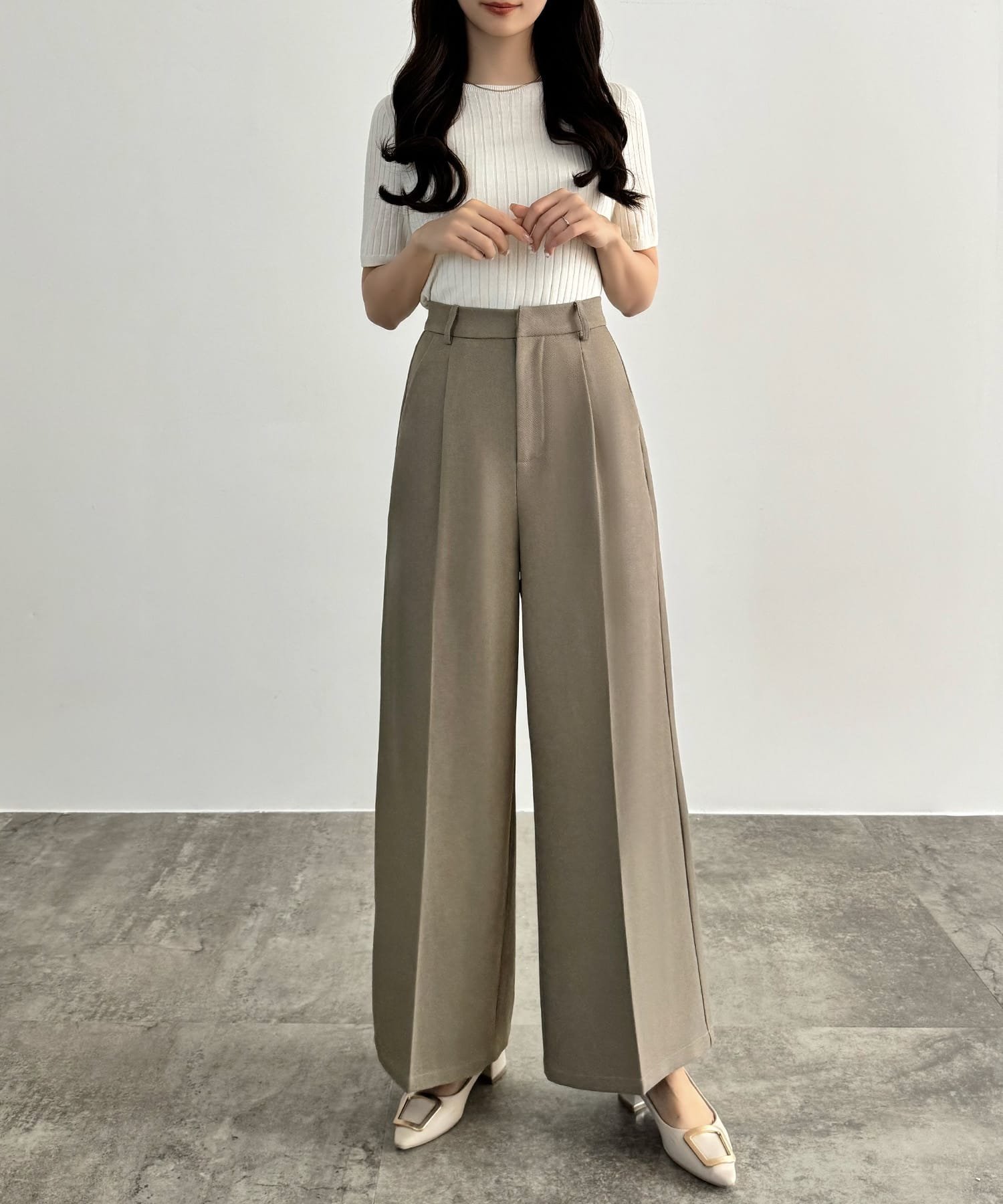 【SALE/16%OFF】JUNOAH CENEA デザインビスチェ+ワイドパンツSET ジュノア パンツ スラックス・ドレスパンツ ベージュ ブラック【送料無料】