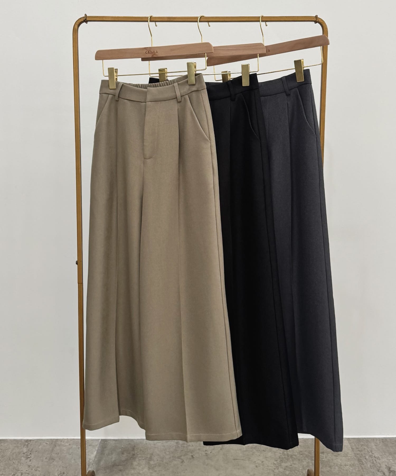 【SALE/16%OFF】JUNOAH CENEA デザインビスチェ+ワイドパンツSET ジュノア パンツ スラックス・ドレスパンツ ベージュ ブラック【送料無料】