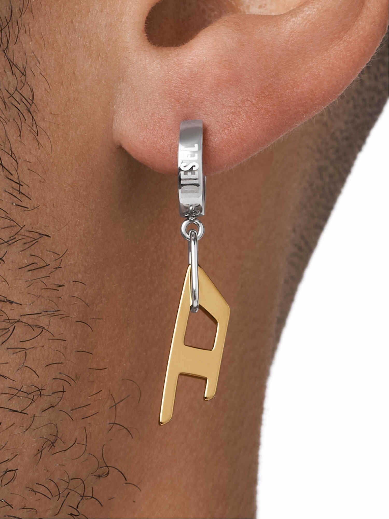 DIESEL ピアス ゴールド DX1566710 JEWEL Gold-Tone Stainless Steel Hoop Earring