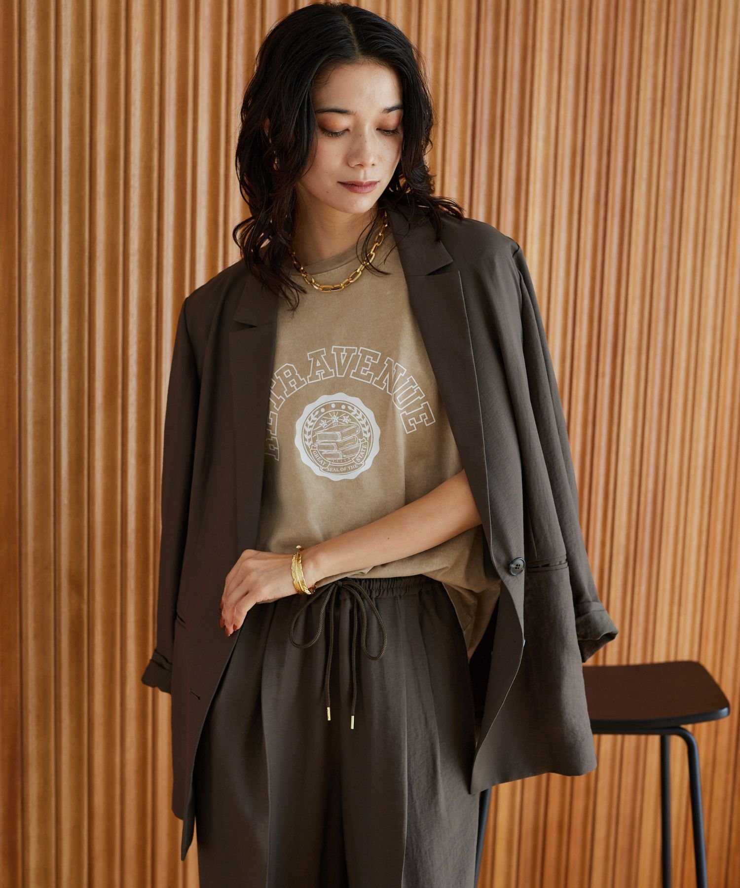 2025SSバンヤードストーム　ダブルクロスジャケット　ブラウン セール】BARNYARDSTORM / ダブルクロスジャケット / 洗濯機で洗える