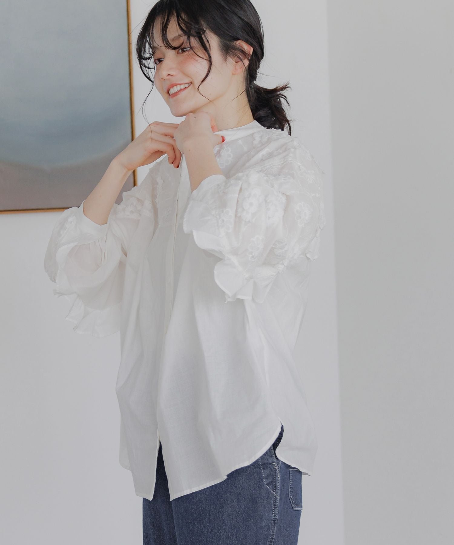 SALE／20%OFF】niko and  3Dフラワー&バックフリルブラウス