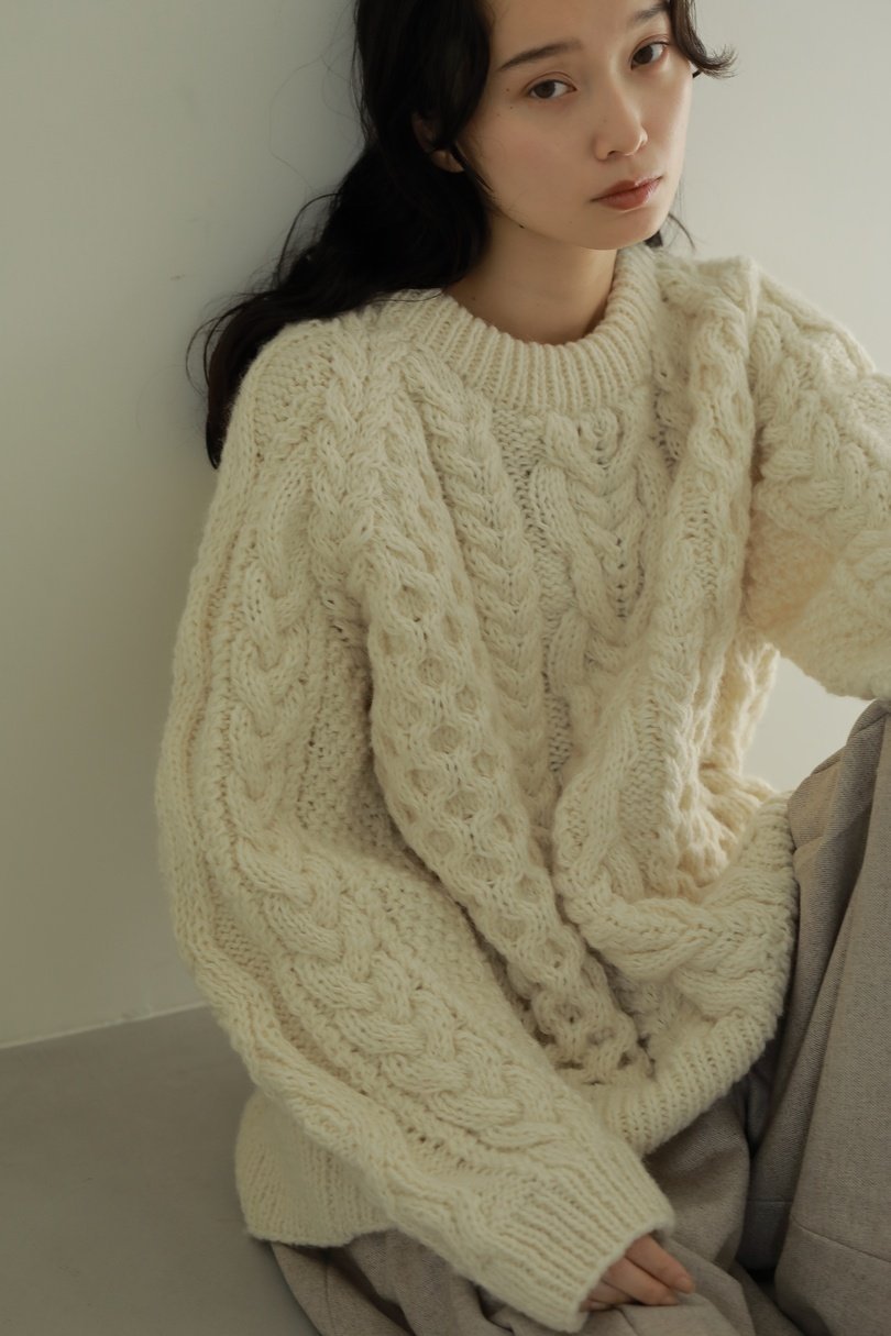 CASA FLINE アラン模様ハンドニットプルオーバー カーサフライン  