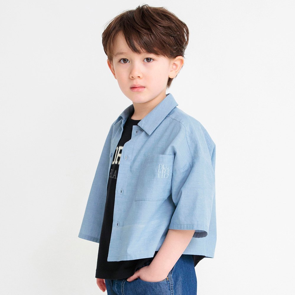 branshes ドロップショルダー半袖シャツ ブランシェス トップス シャツ・ブラウス ホワイト ブルー パープル画像