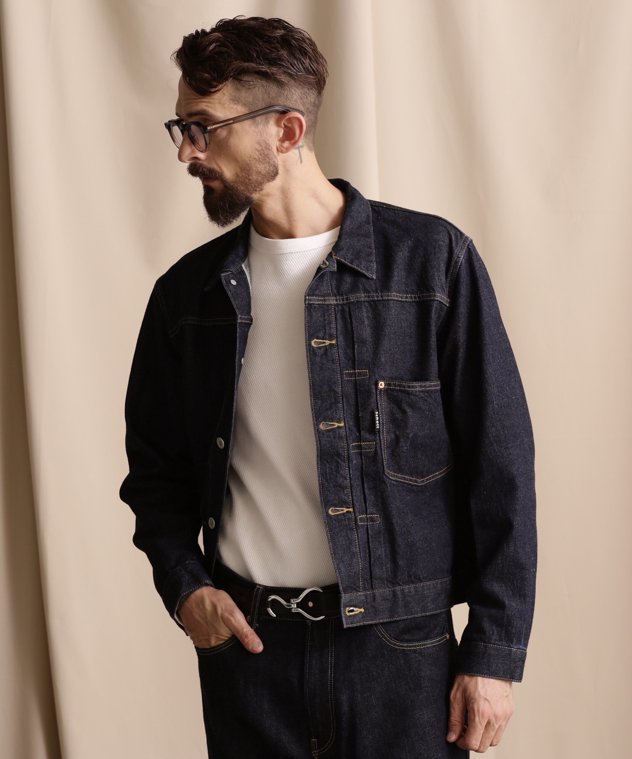 Schott ブラックレザージャケット 1st 型 ショット 067-7823950128.jpg