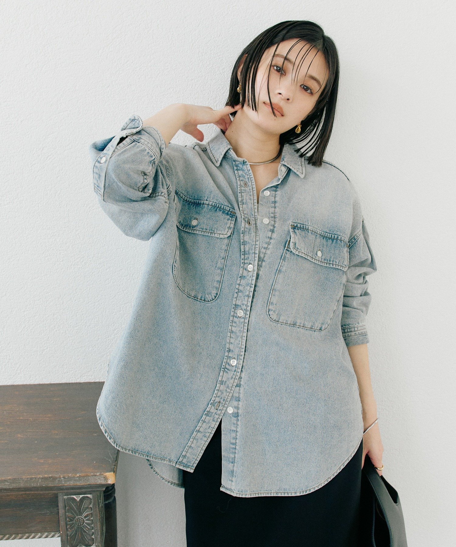 RIVE DROITE リヴドロワデニムブルー オーバーサイズシャツフリーサイズ