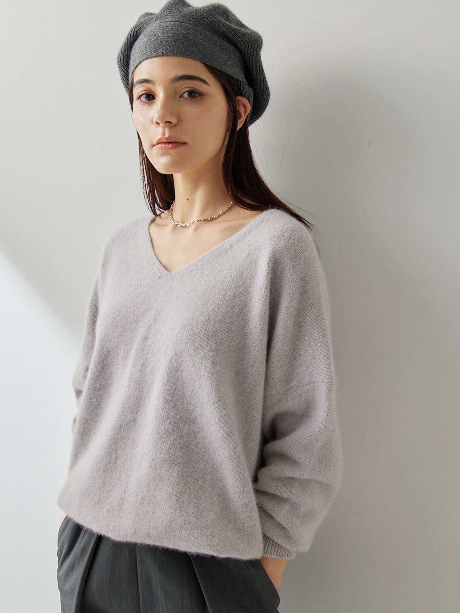 Whim Gazette グレー トレーナー Whim Gazette｜スウェットVネックプルオーバー2 | Rakuten