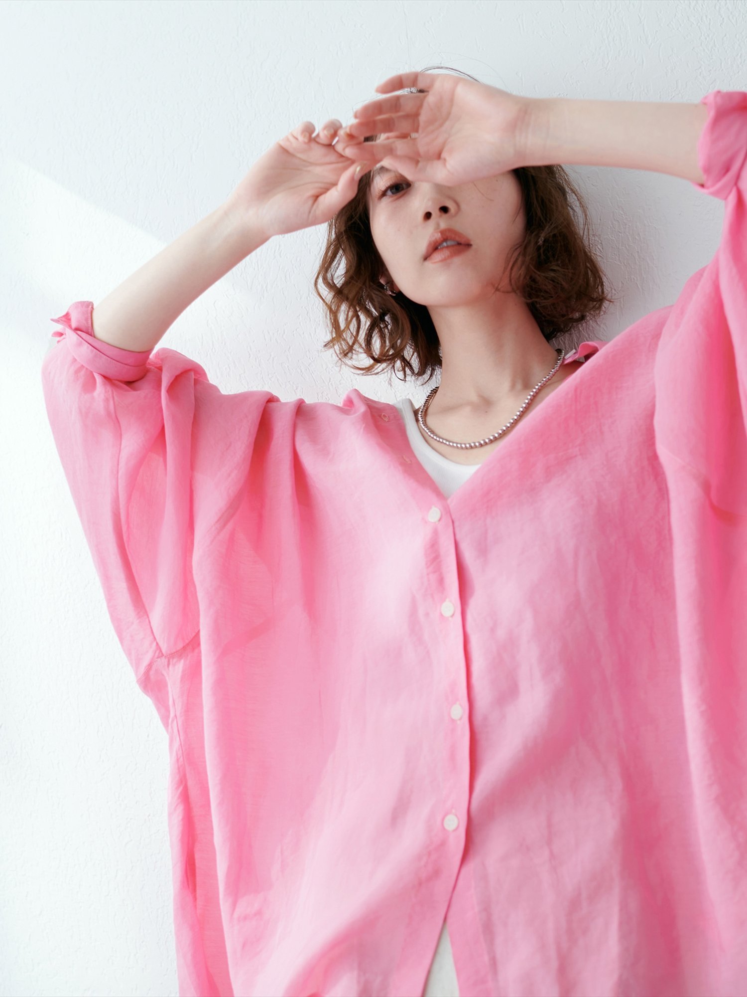 natural couture BIGシルエットシアーシャツ ナチュラル