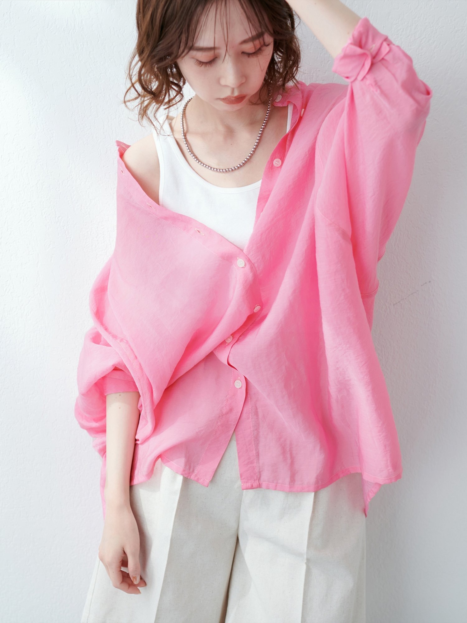 natural couture BIGシルエットシアーシャツ ナチュラルクチュール 