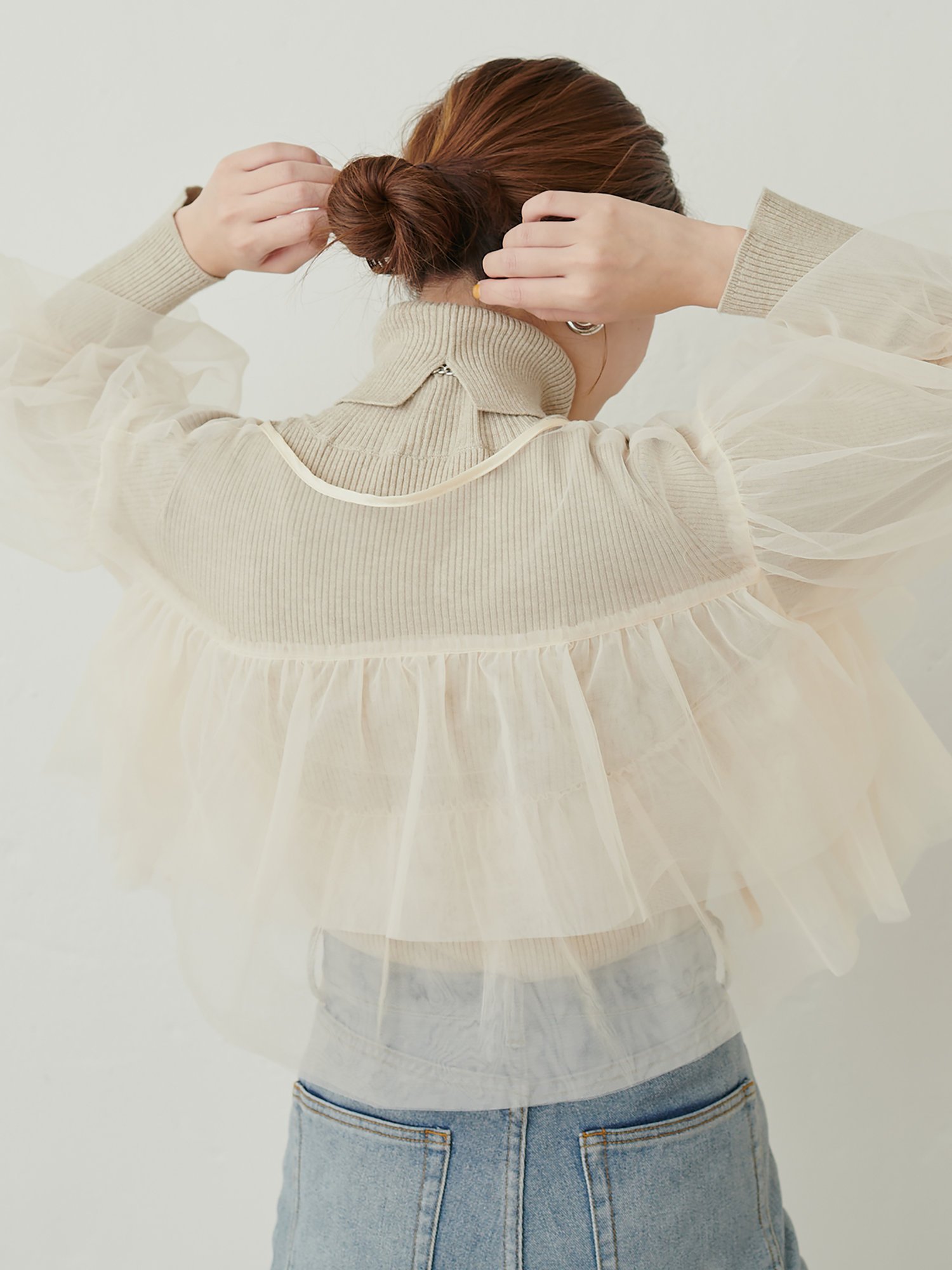 natural couture チュールティアードブラウス ナチュラルクチュール 