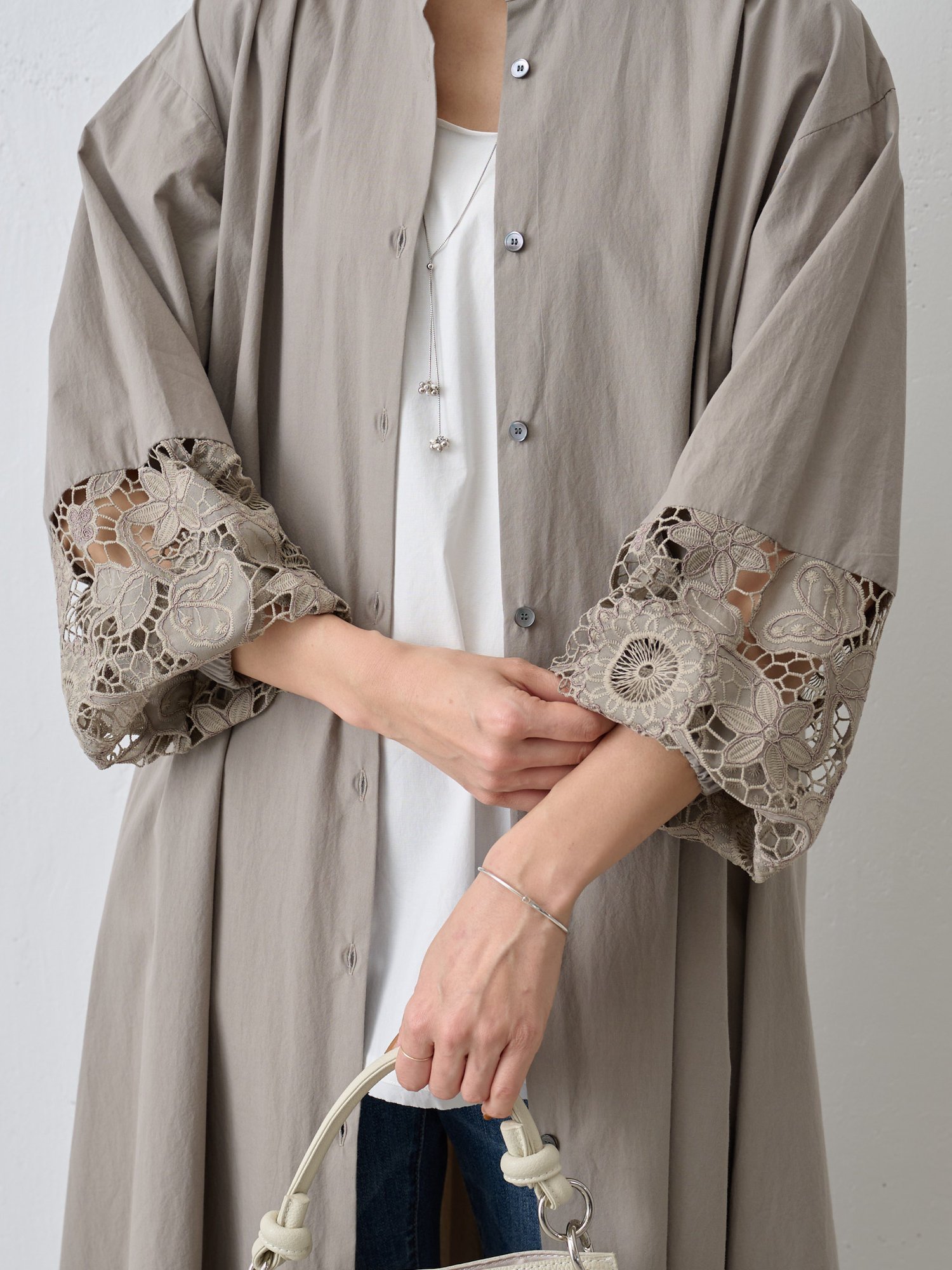 SALE／70%OFF】BEARDSLEY 《2サイズ展開》袖レースシャツワンピース 