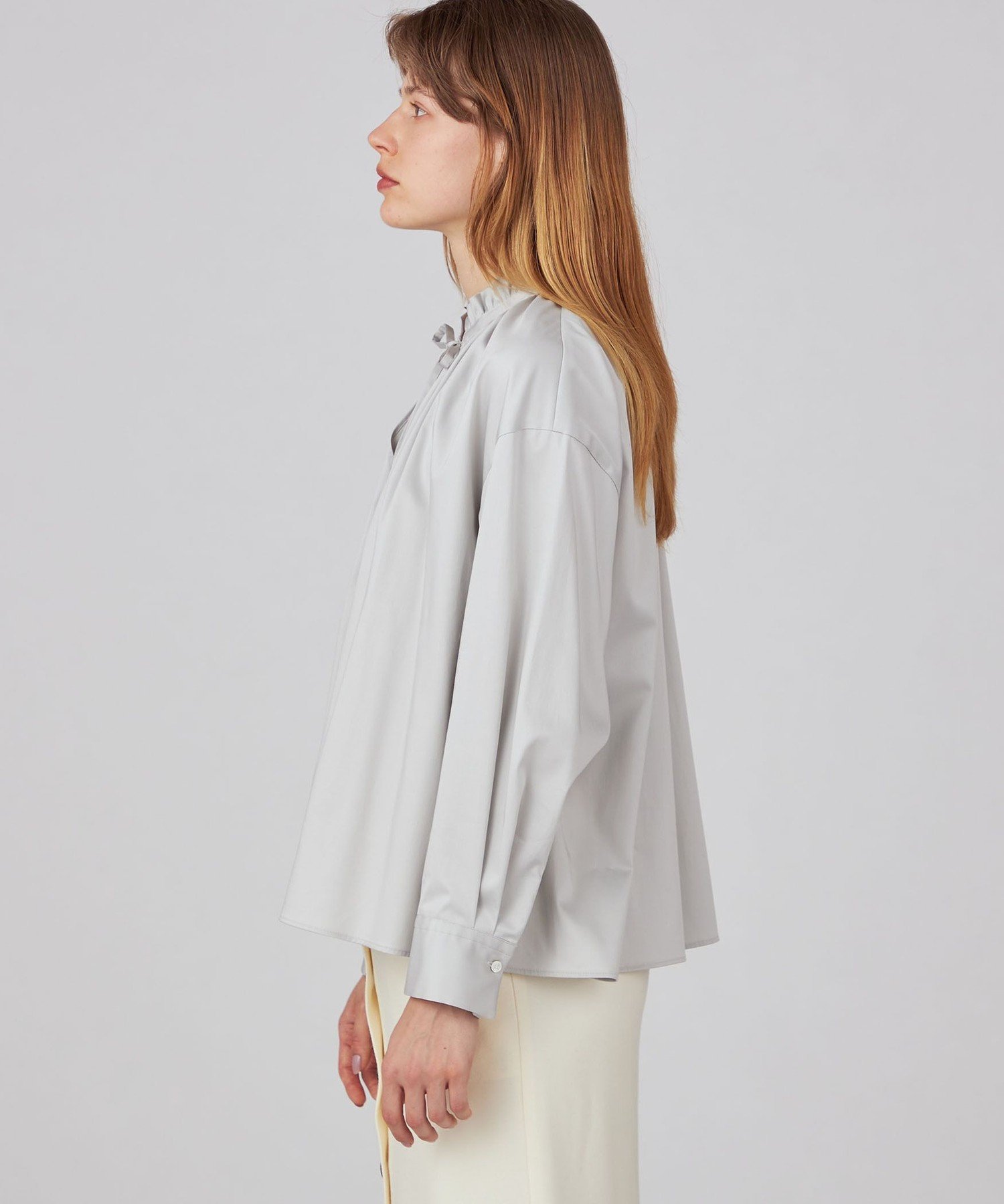 SALE／50%OFF】Ballsey ハイカウントサテン ネックフリルブラウス 