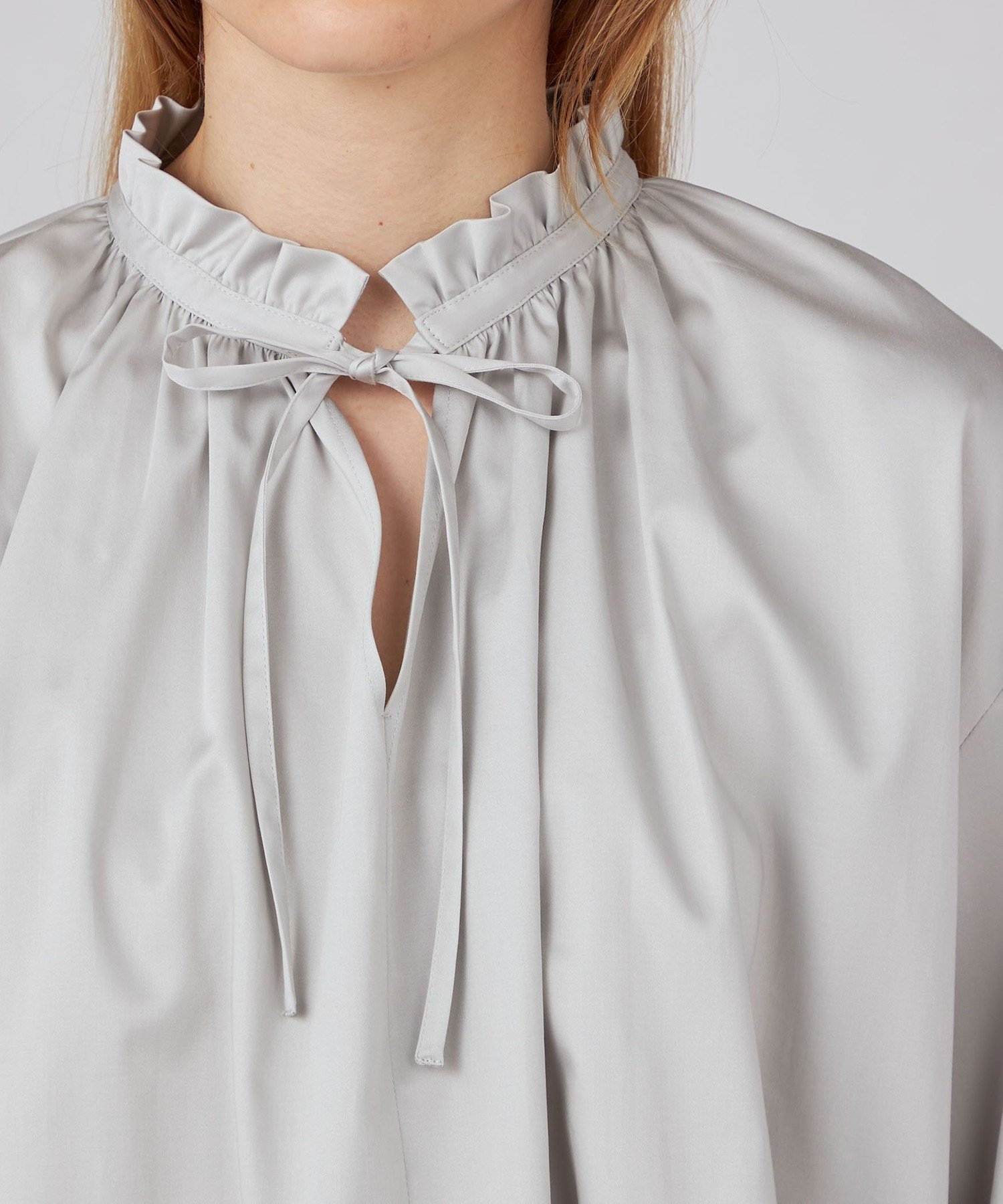 SALE／50%OFF】Ballsey ハイカウントサテン ネックフリルブラウス 