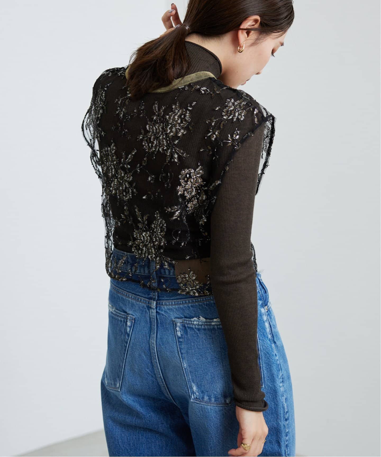 IENA 【MARGE/マージ】LACE SHORT GILLET / レースショートジレ イエナ 