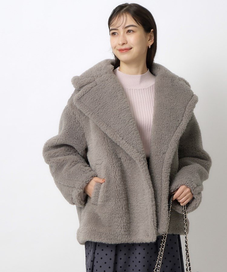 SALE／50%OFF】OPAQUE.CLIP フェイクボア ミドルコート オペークドット 