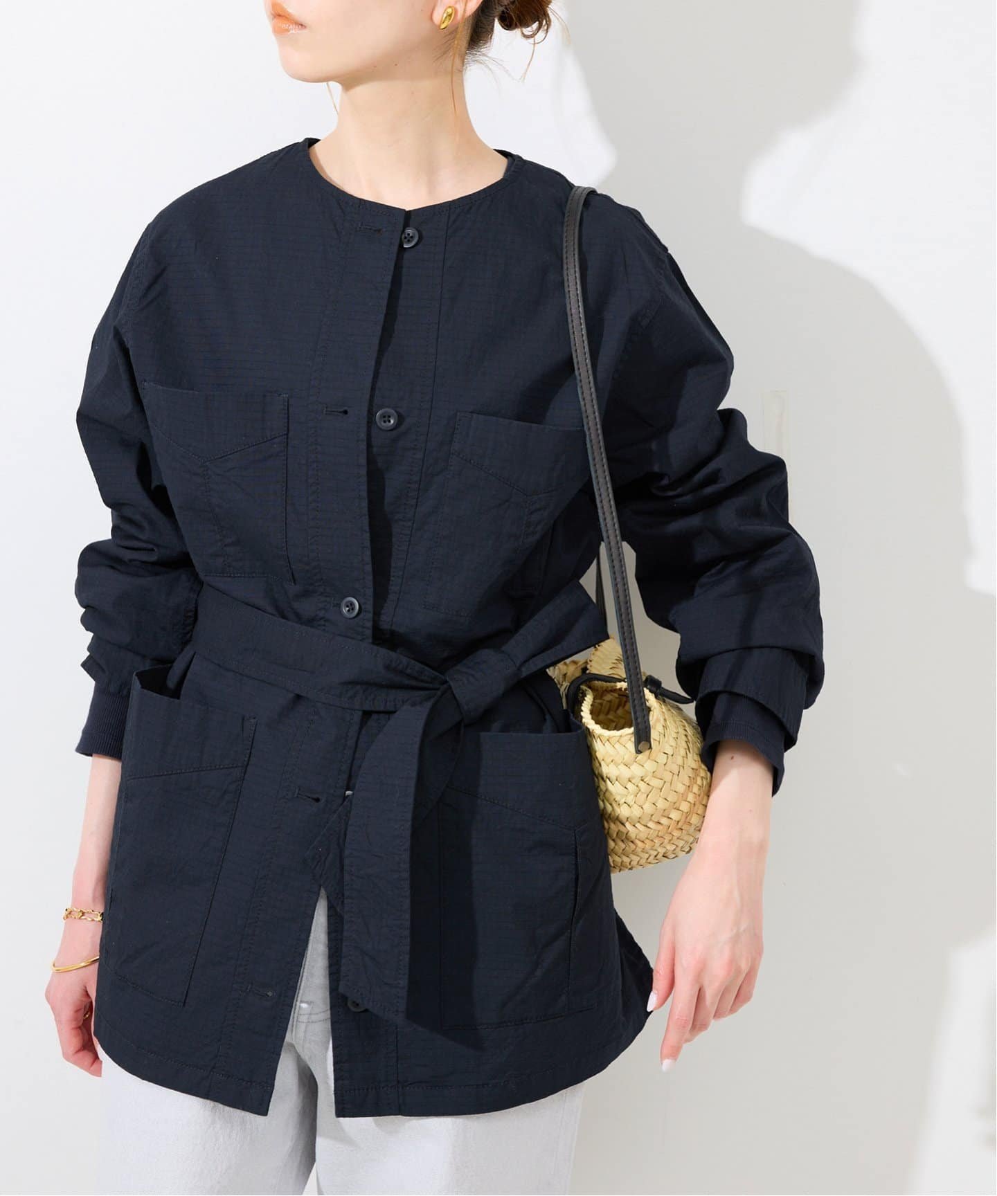 2026SS SLOBE IENA スローブイエナ　ノーカラーサファリブルゾン SALE／30%OFF】SLOBE IENA ノーカラーサファリブルゾン スローブ