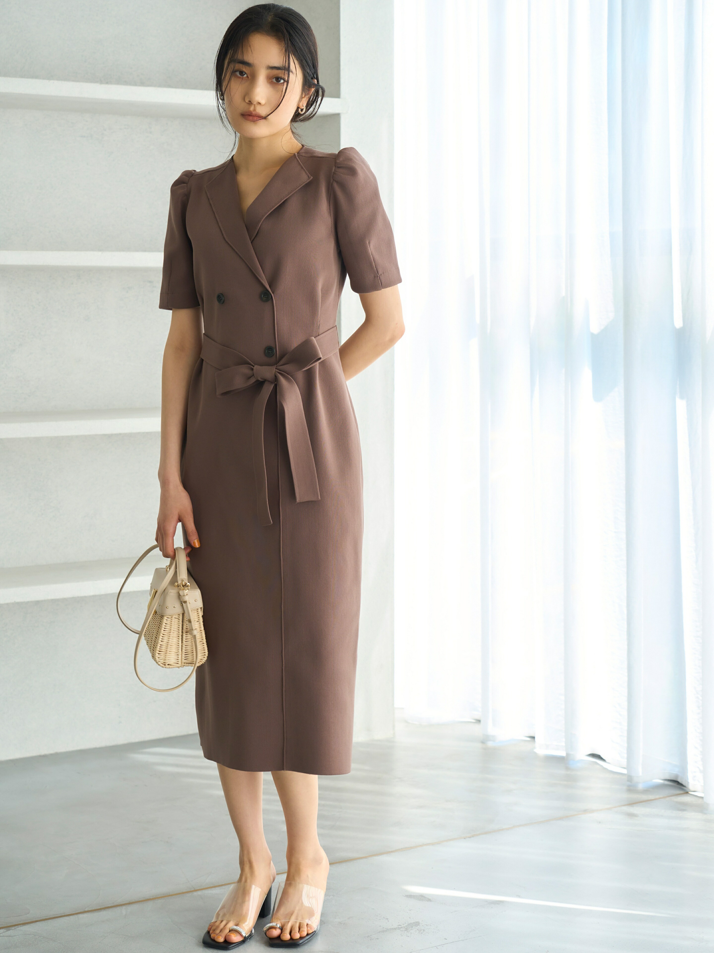 SALE／30%OFF】CELFORD トレンチ風ニットタイトワンピース セル