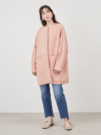 ミラオーウェン　ノーカラーコクーンハーフ丈ポンチコート SALE／50%OFF】Mila Owen ノーカラーコクーンハーフ丈ポンチ