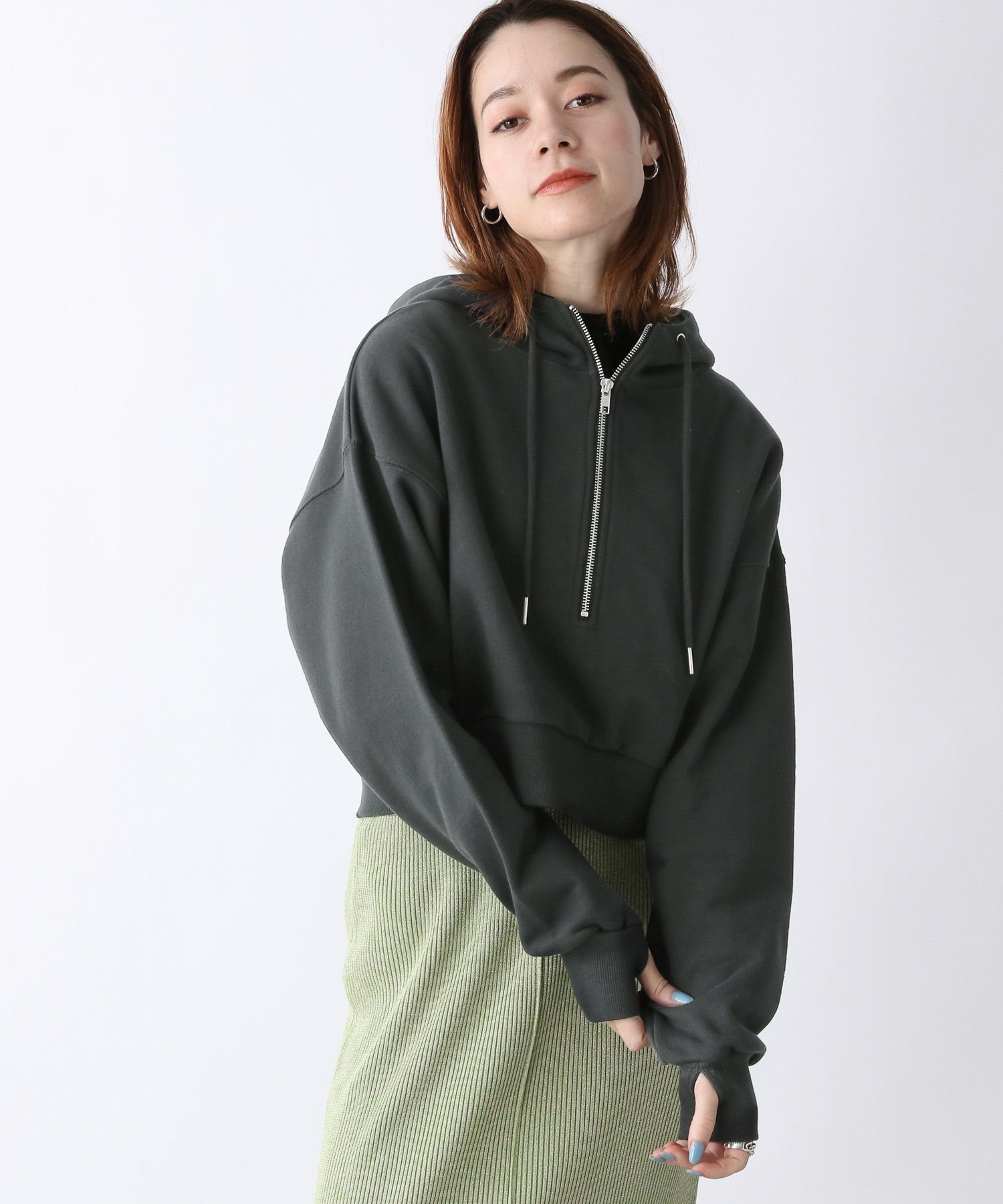 SALE／25%OFF】JEANASIS (W)ハーフZIPショートフーディ ジーナシス