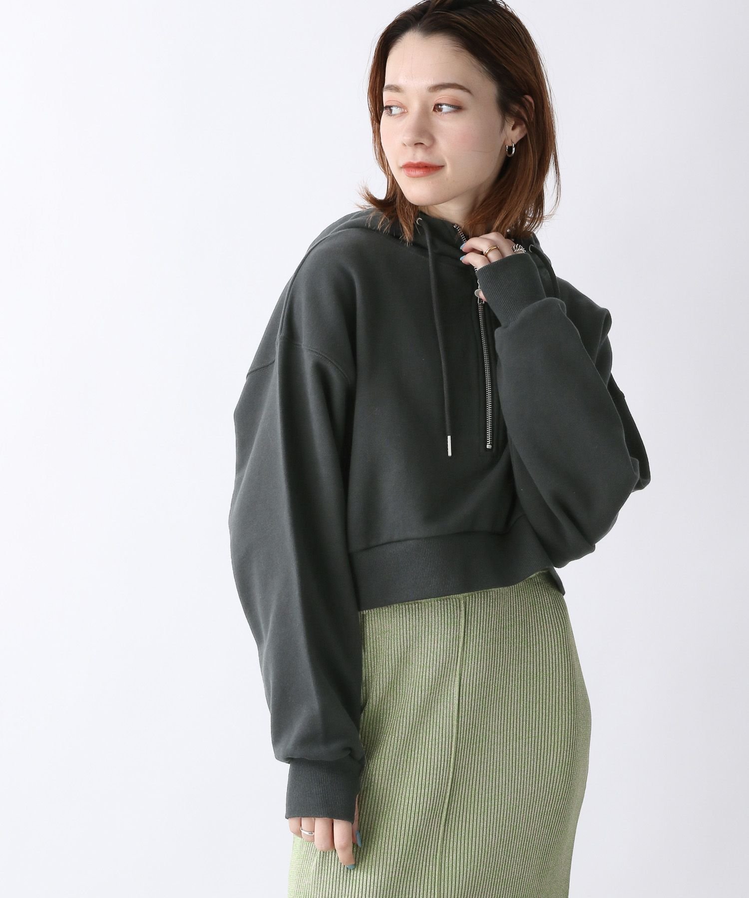 SALE／25%OFF】JEANASIS (W)ハーフZIPショートフーディ ジーナシス