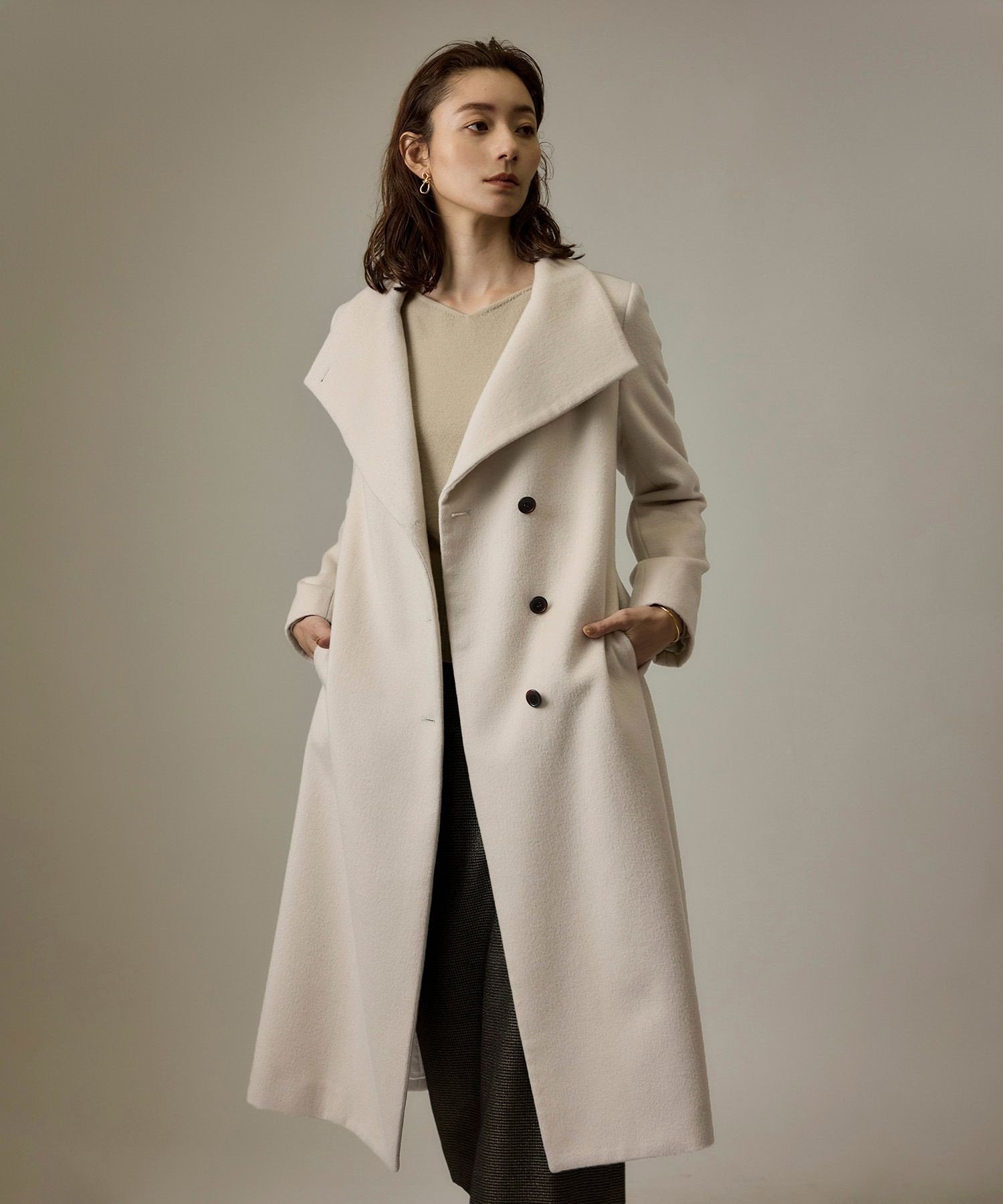 ROPE ロペ カシミヤ混 ロングコート ROPE' プレミアムカシミヤ ロングコート ロペ ジャケット・アウター