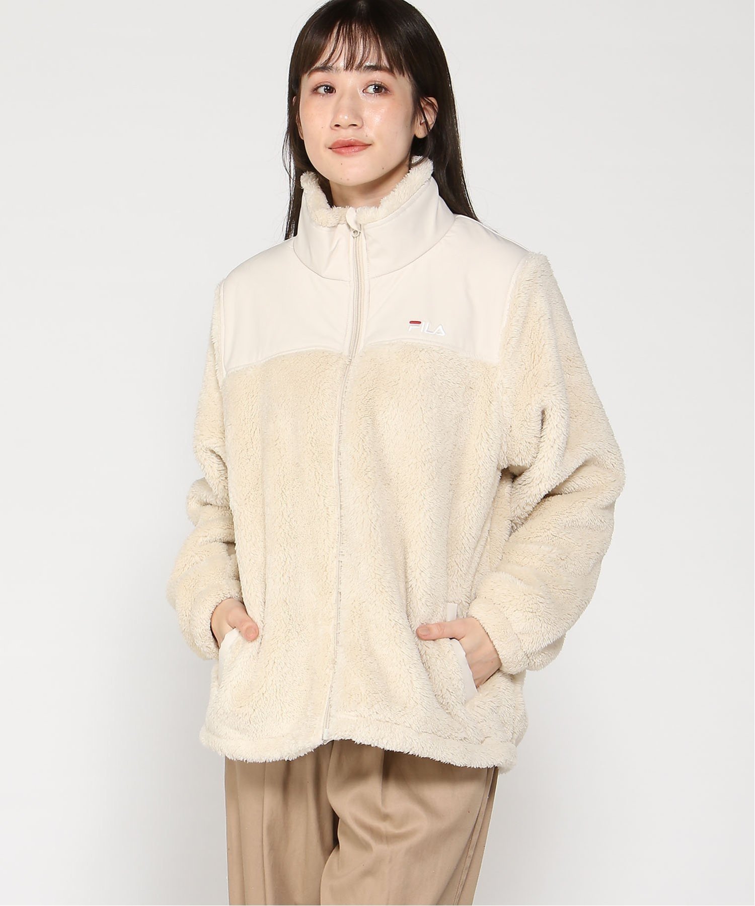楽天市場】FILA フィラ フェイクファー ジップパーカー パーカー