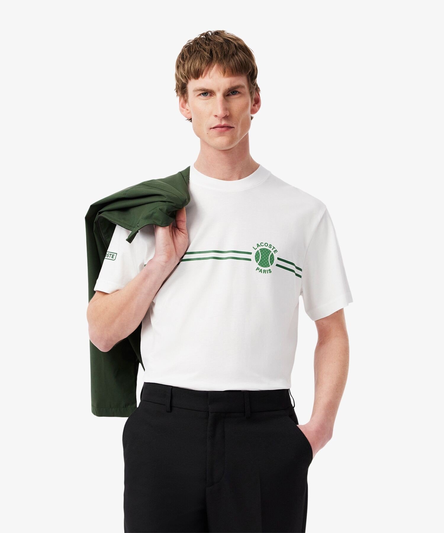 LACOSTE ラコステ Tシャツ テニスウェア 半袖 テニスプレイヤーグラフィックフランスメイドポロシャツ PH7430