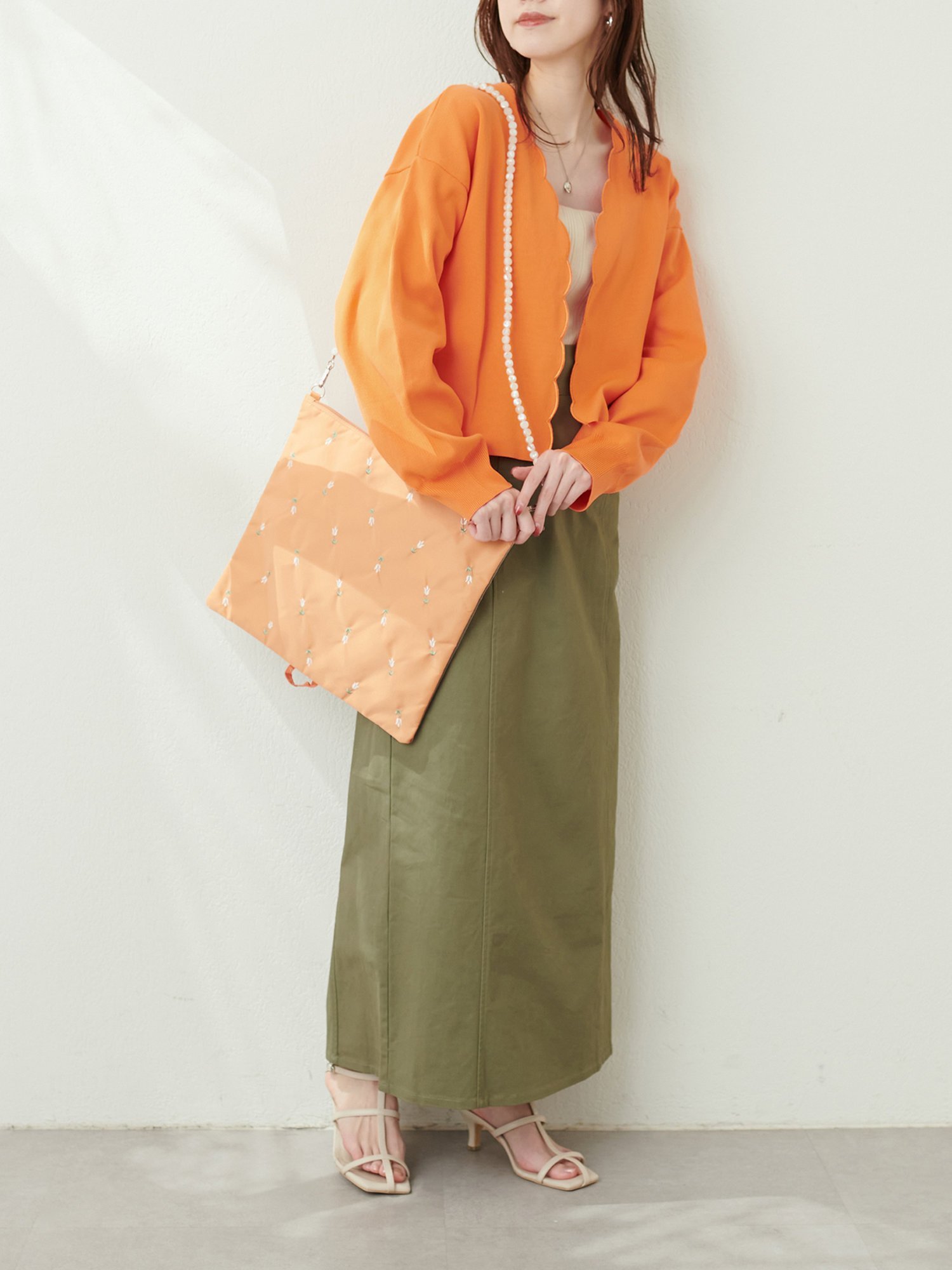 natural couture スカラップ刺繍カーディガン ナチュラルクチュール