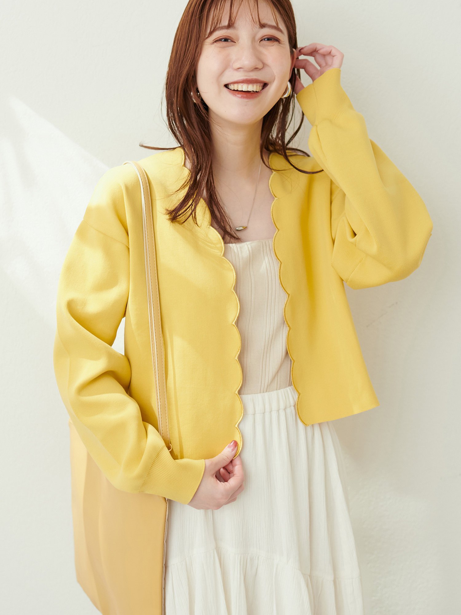 natural couture スカラップ刺繍カーディガン ナチュラルクチュール