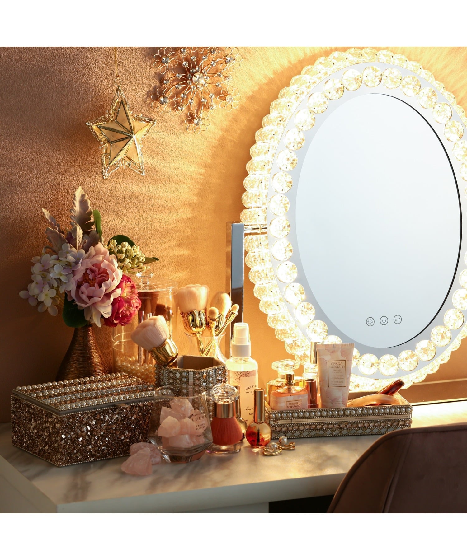 ⭐️希少❣️極美品✨ フランフラン ブリエ ハリウッドミラー ラウンド　女優ミラー ⭐️希少❣️極美品✨ フランフラン ブリエ ハリウッドミラー