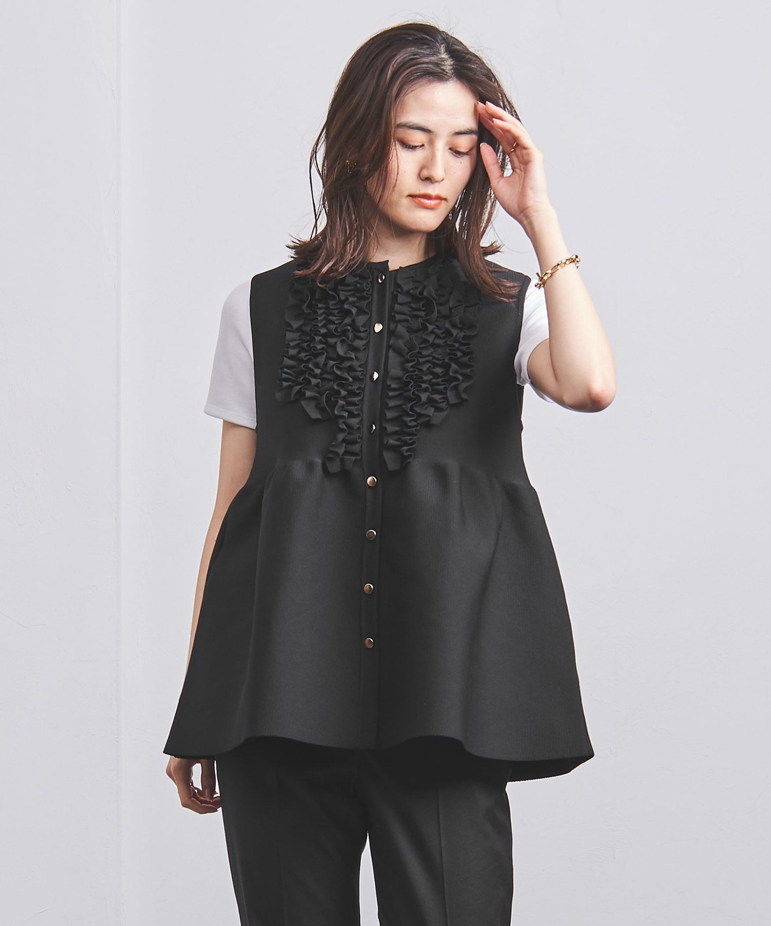 UNITED ARROWS P ミニフリル ニットベスト ユナイテッドアローズ 