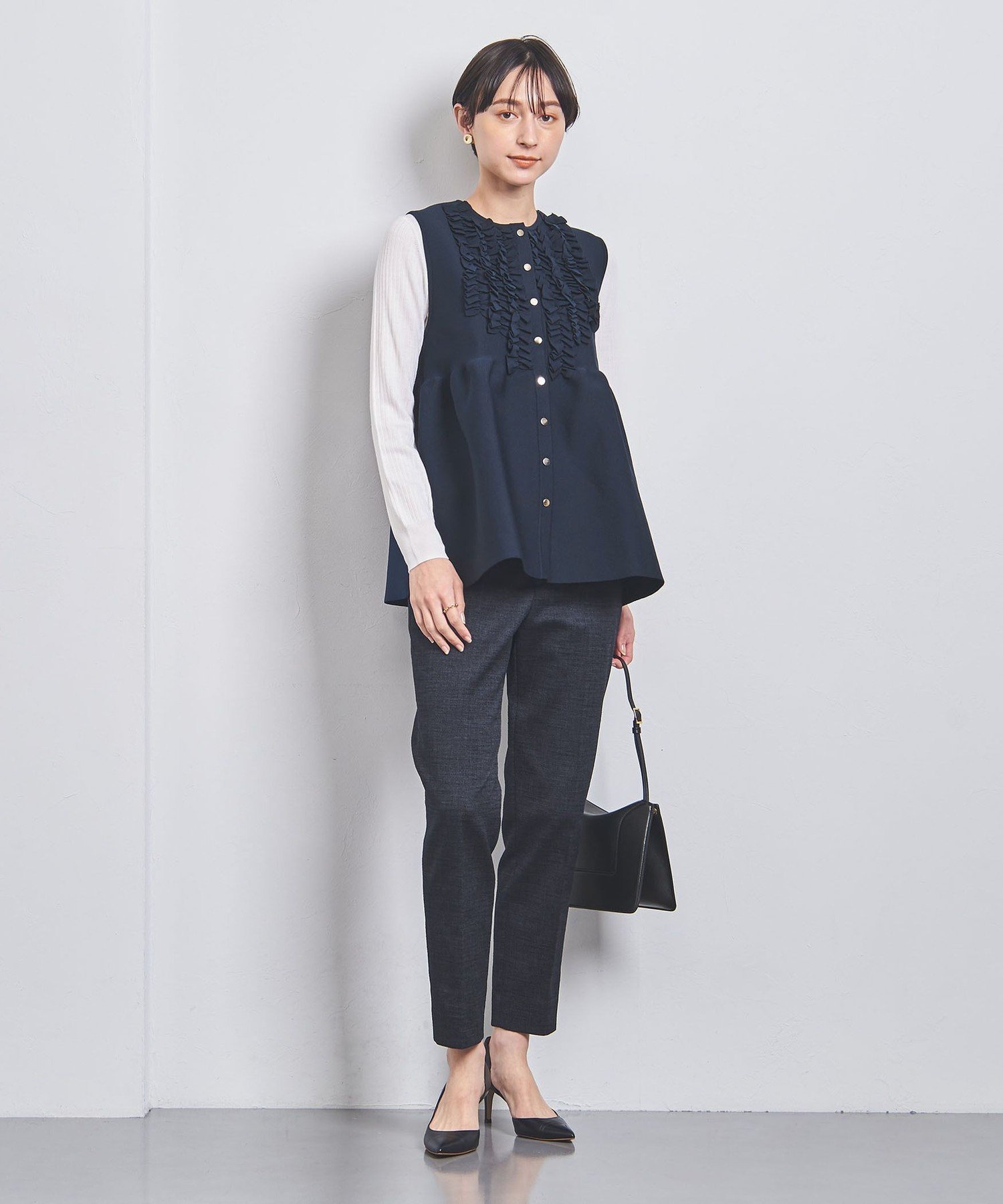 UNITED ARROWS P ミニフリル ニットベスト ユナイテッドアローズ 