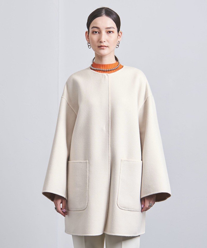 UNITED ARROWS バイカラー リバーシブル ノーカラーコート 