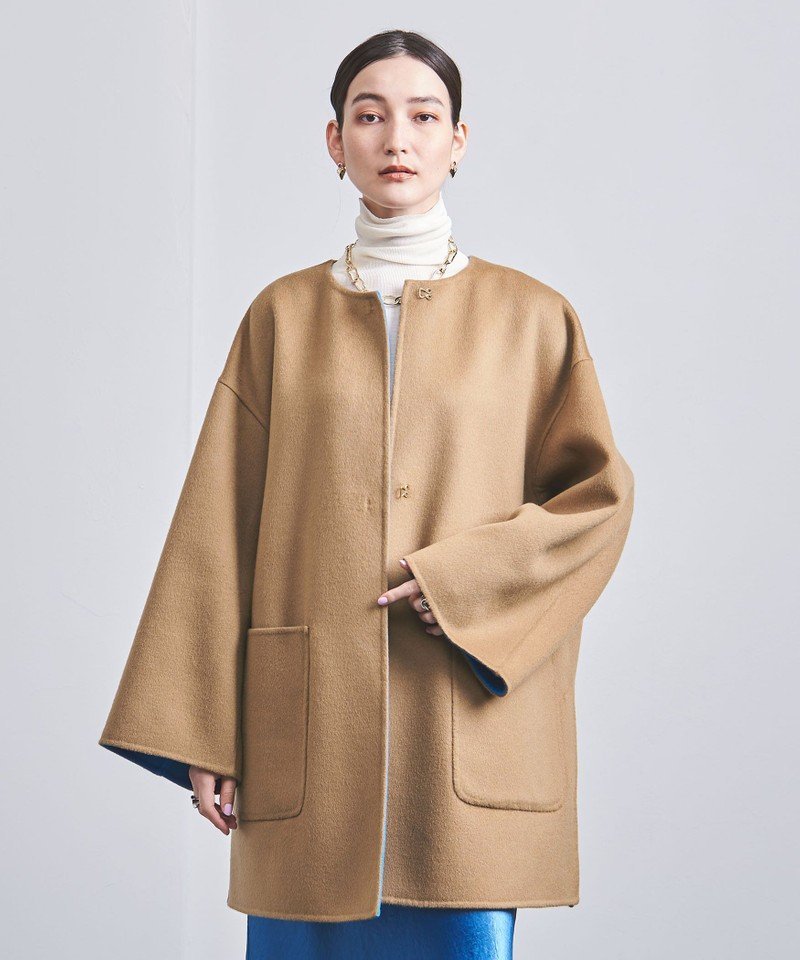 UNITED ARROWS バイカラー リバーシブル ノーカラーコート 