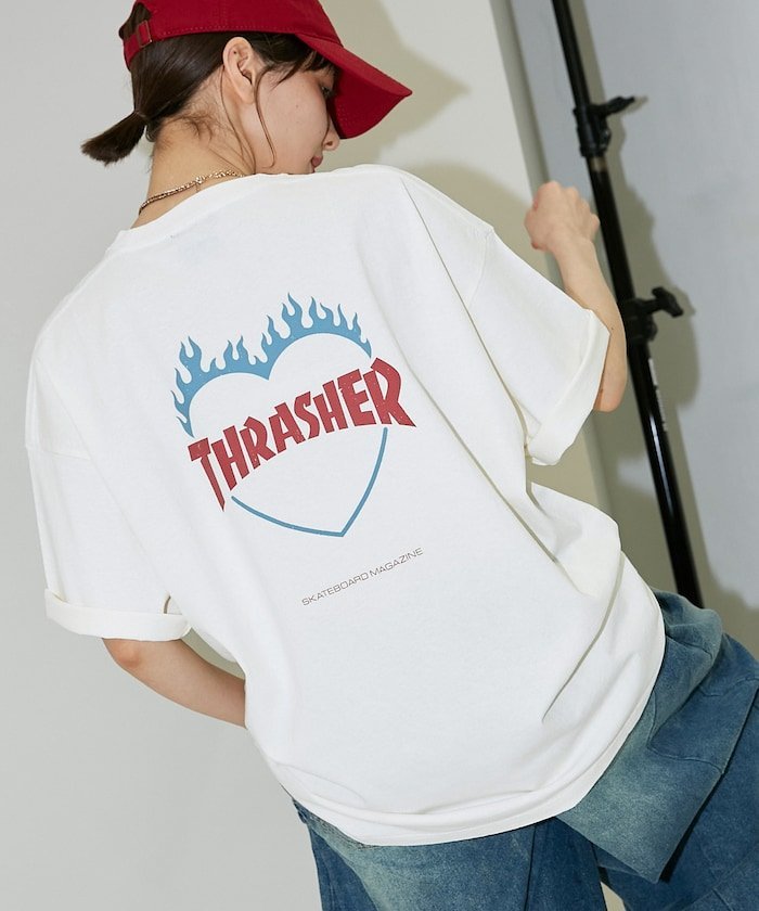 Thrasher スケートボード Tシャツ ホワイト Thrasher Magazine Mark Gonzales GONZ LOGO Skateboard T Shirt