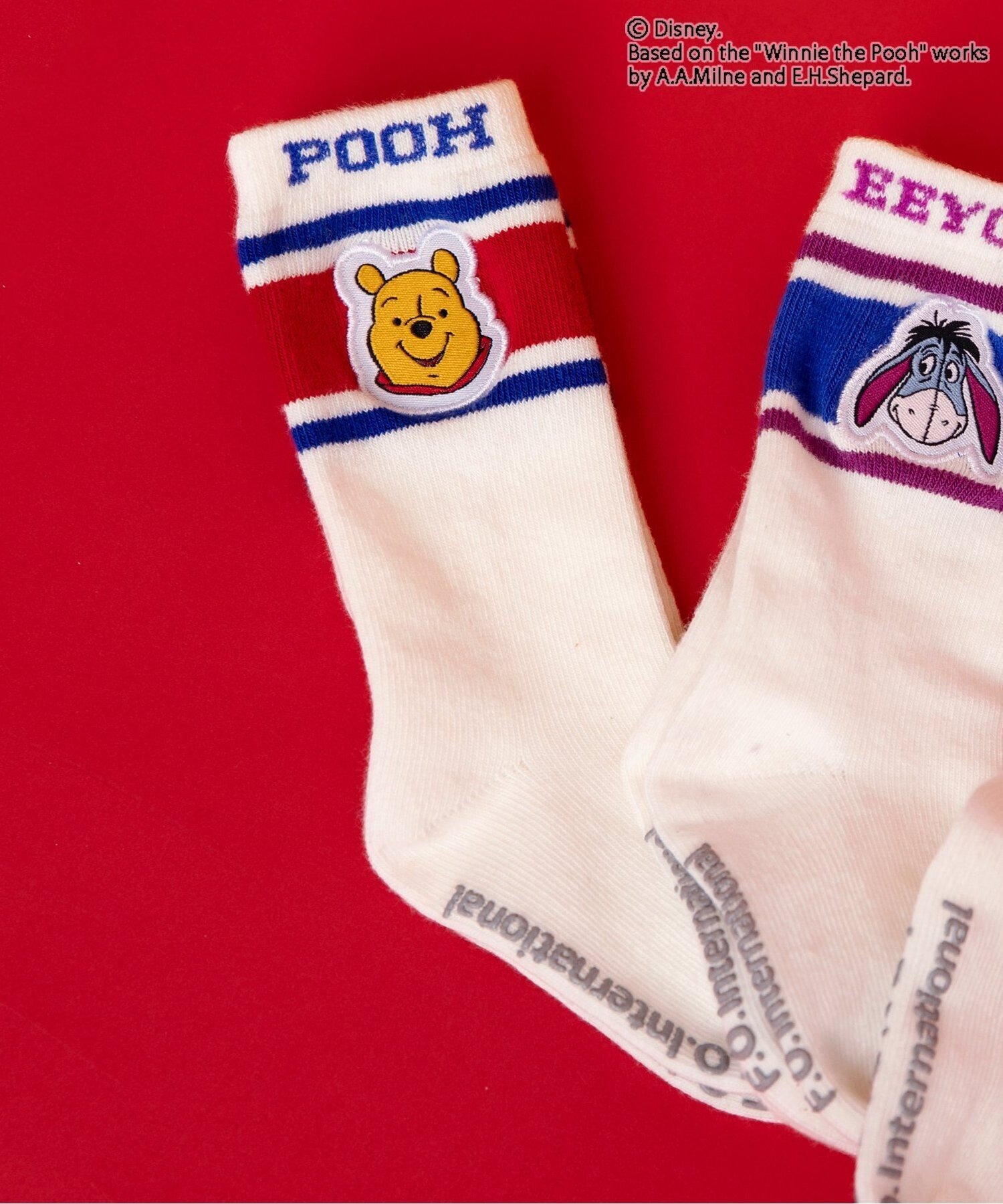 BREEZE 【リンク】ディズニーキャラクター くまのプーさん/ソックス エフオーオンラインストア 靴下・レッグウェア 靴下 レッド ブルー グリーン画像