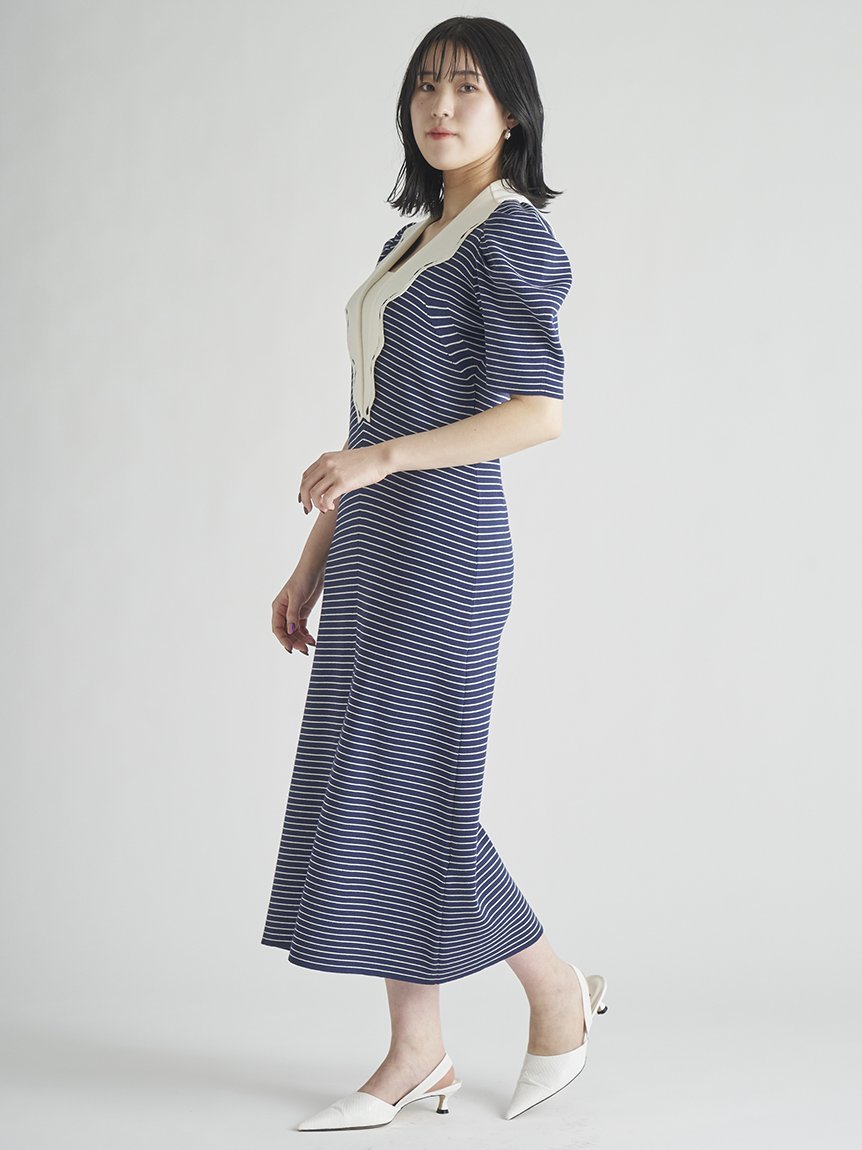 SALE／50%OFF】CELFORD スカラップセーラーニットワンピース セル  