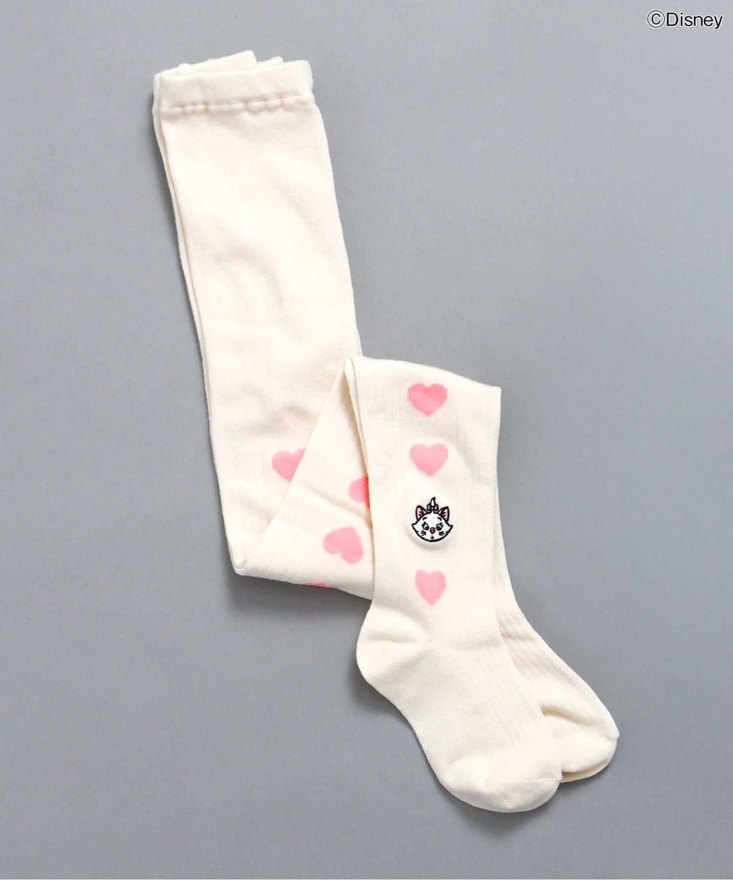 【SALE／30%OFF】BREEZE 【ディズニー】おしゃれキャット/サイドハートタイツ エフオーオンラインストア 靴下・レッグウェア タイツ・ストッキング・パンスト グレー ホワイト画像