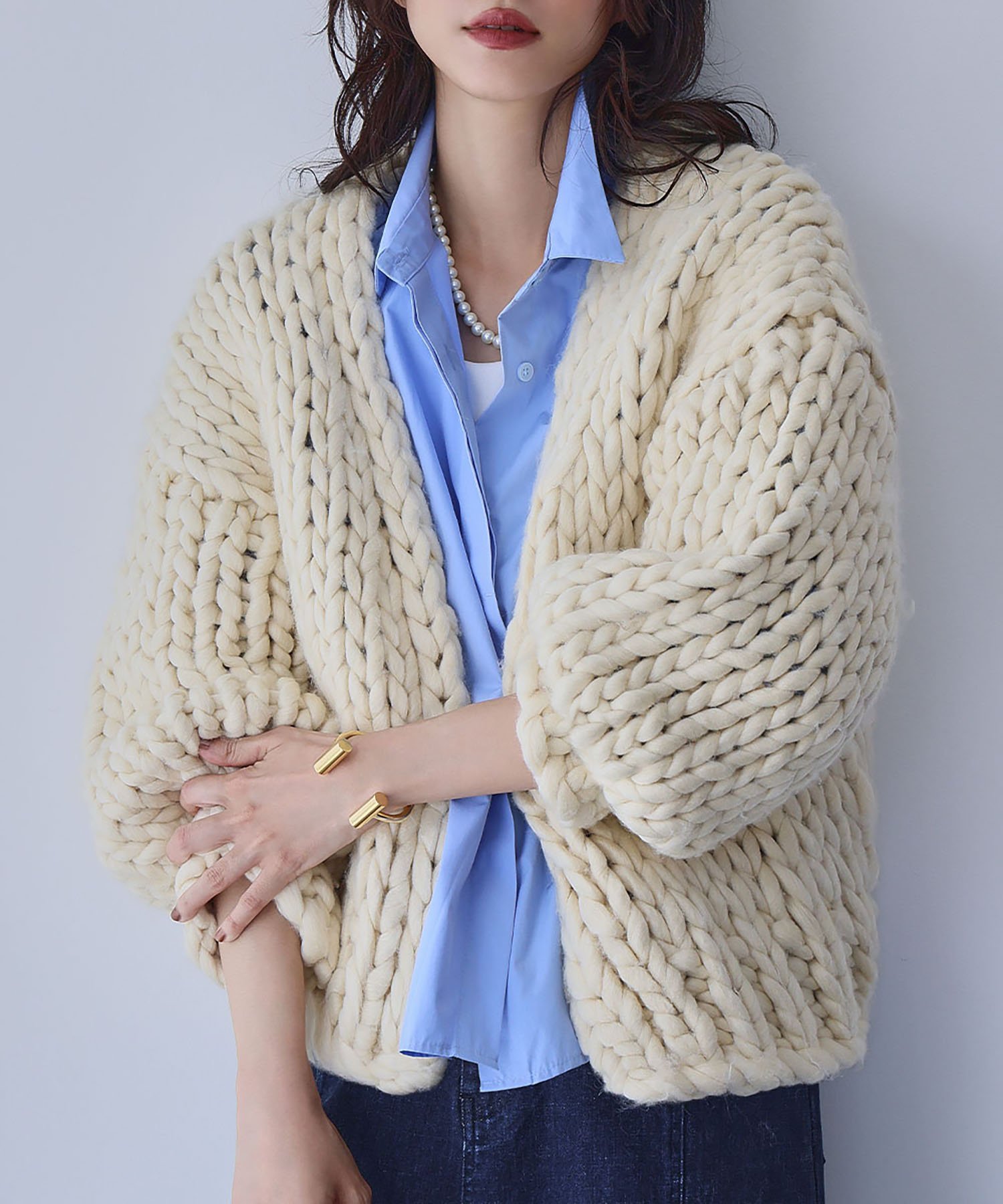 楽天市場】ざっくり編みゆったりニットカーディガン [C5870