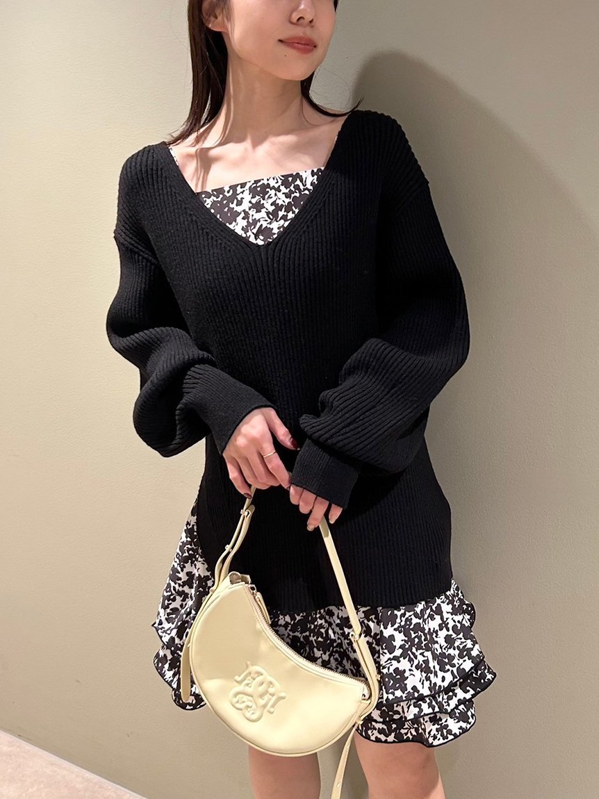 SALE／50%OFF】SNIDEL デザインフリルレイヤードミニニット