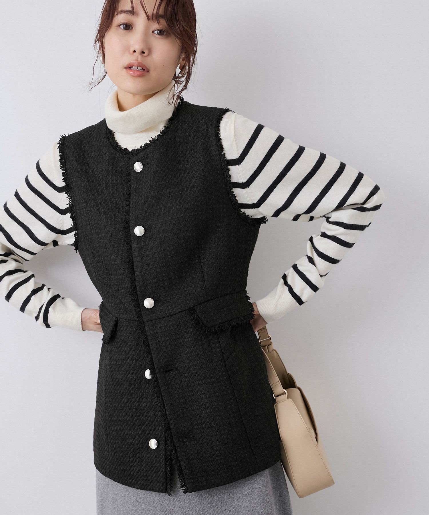 楽天市場】【SALE／50%OFF】ツイード フリンジ メタルボタン