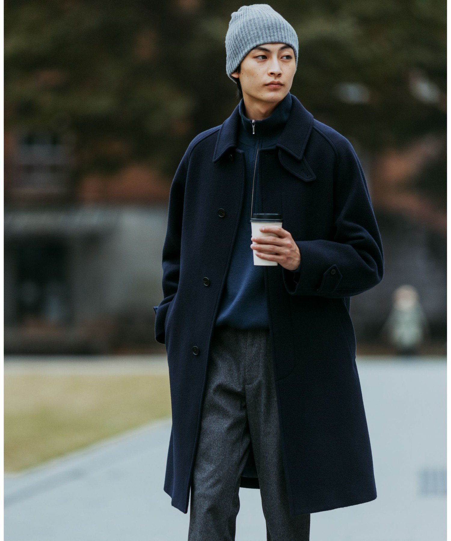 UNITED ARROWS green label relaxing SENTDALE WOOL ステンカラーコート ユナイテッドアローズ  グリーンレーベルリラクシング ジャケット・アウター ステンカラーコート ネイビー ブラウン【送料無料】