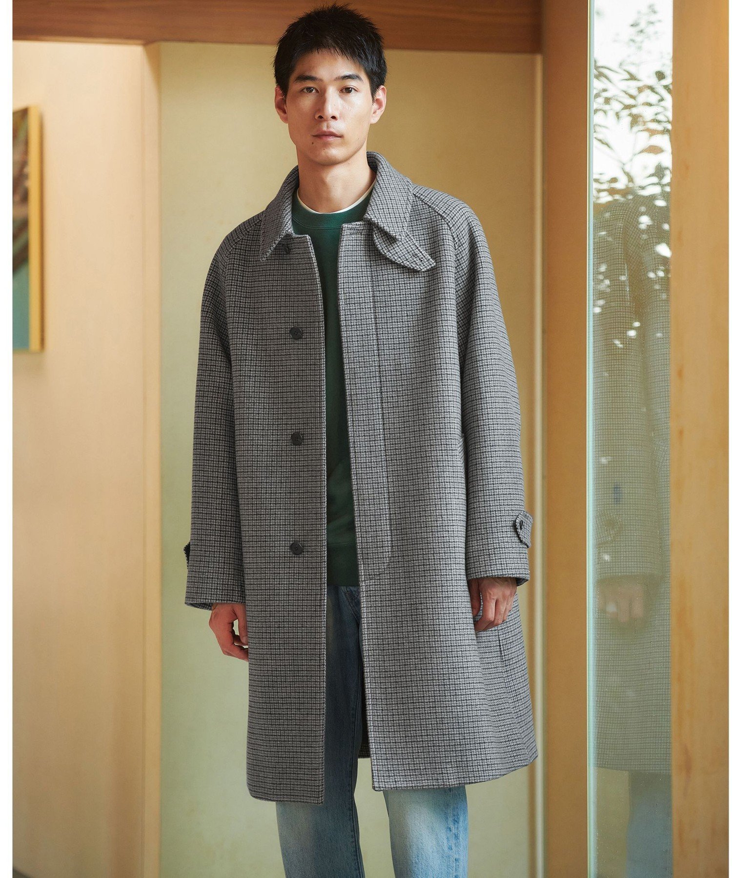 UNITED ARROWS green label relaxing SENTDALE WOOL ステンカラーコート ユナイテッドアローズ  グリーンレーベルリラクシング ジャケット・アウター ステンカラーコート ネイビー ブラウン【送料無料】