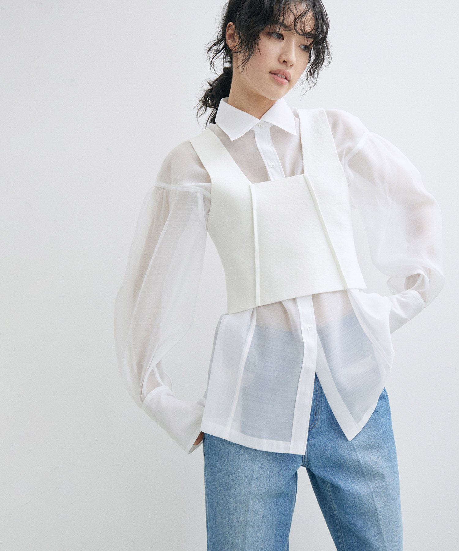 SALE／20%OFF】ADAM ET ROPE' FEMME ＜SETアイテム＞シアーシャツ