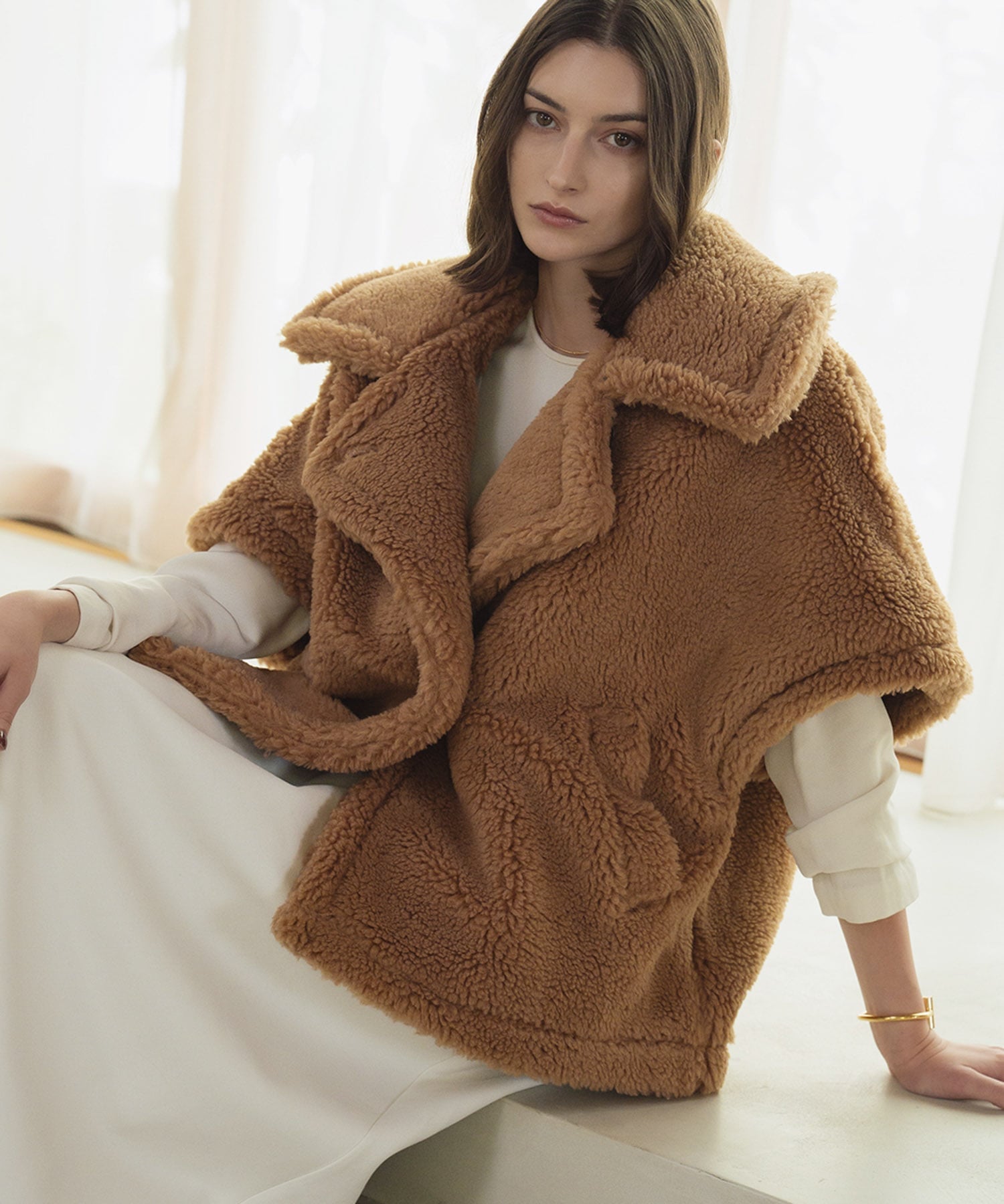 楽天市場】マックスマーラ ケープ コート テベ テディベア ケープ