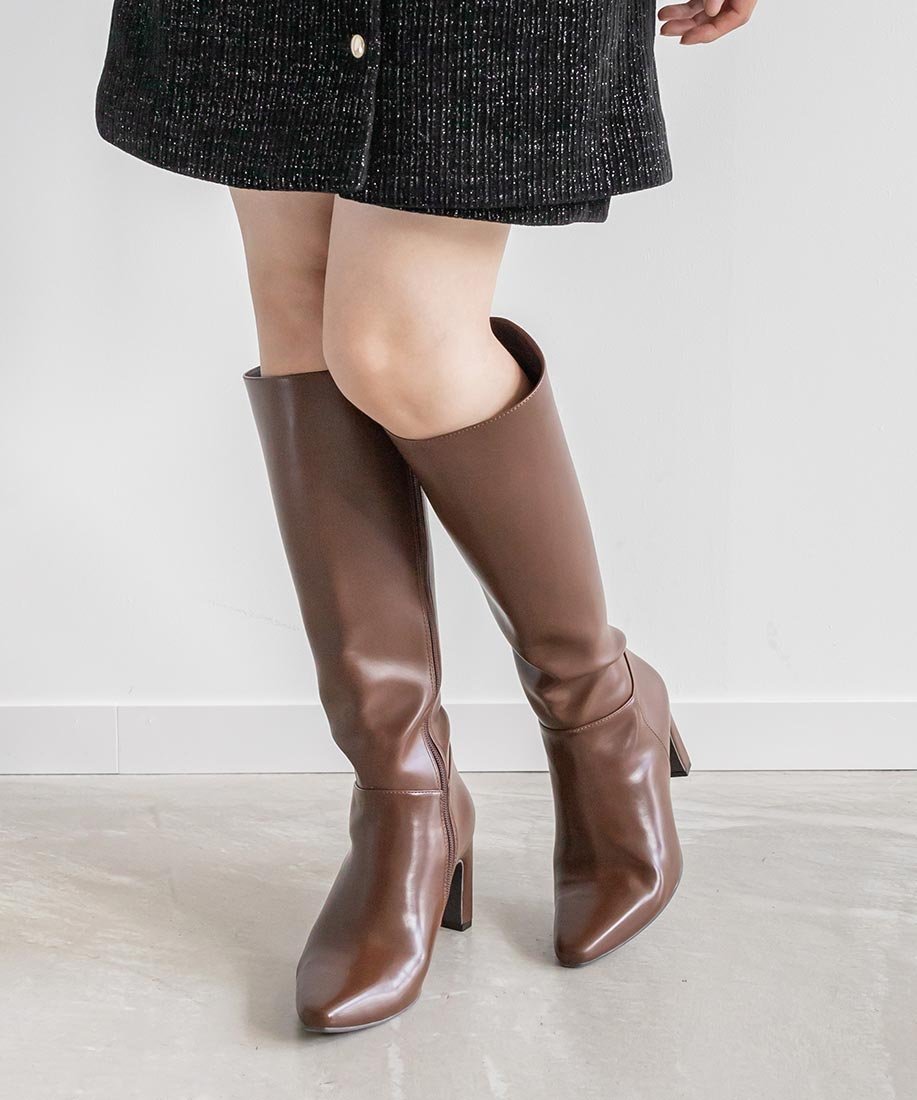 美品 ボディドレッシング レディースブーツ ロングブーツ ブラウン ヒール プロポーションボディドレッシング PROPORTION BODY DRESSING