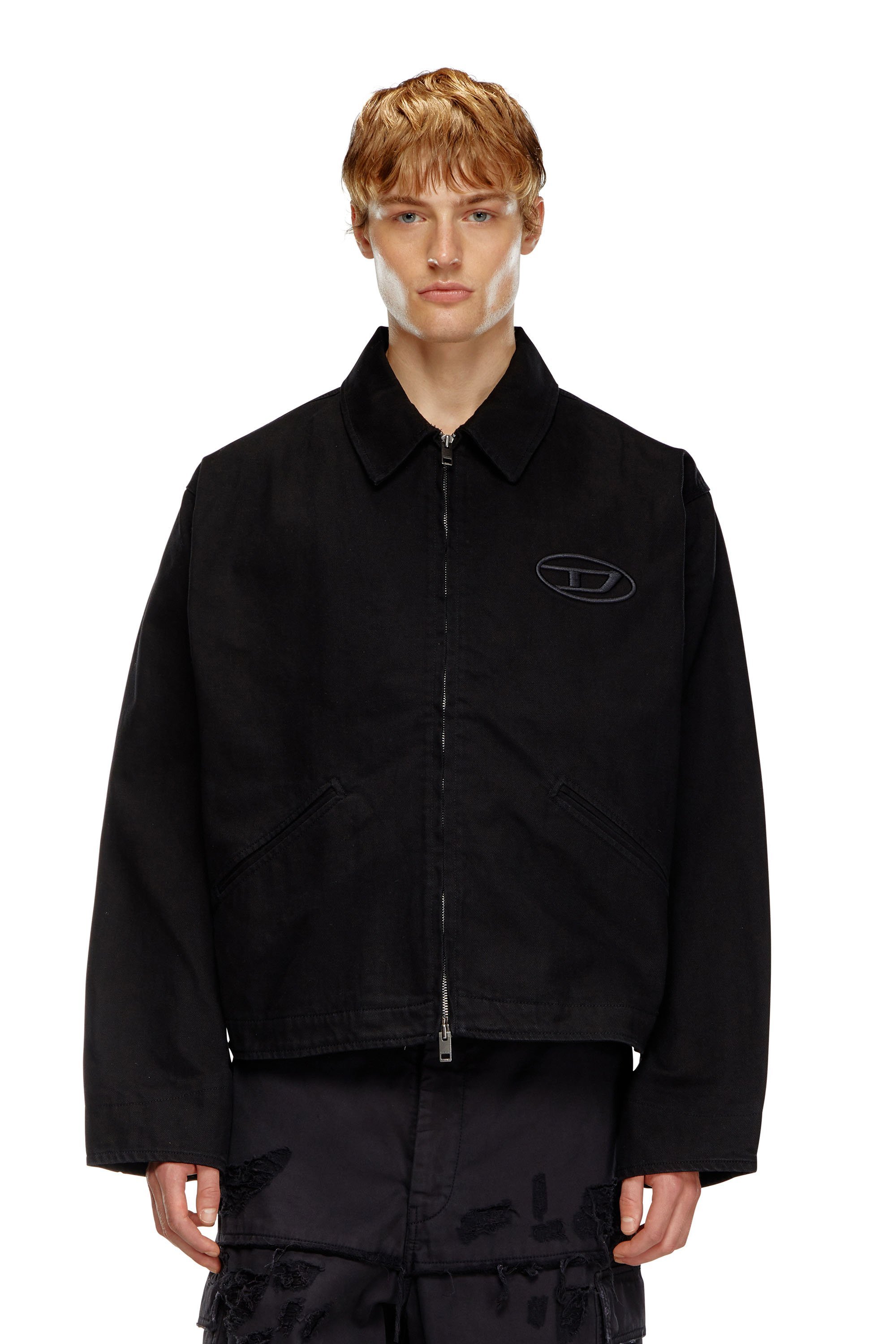 DIESEL ジップアップジャケット ミリタリー黒 Ｌ DIESEL（ディーゼル）の「メンズ ジャケット ミリタリー