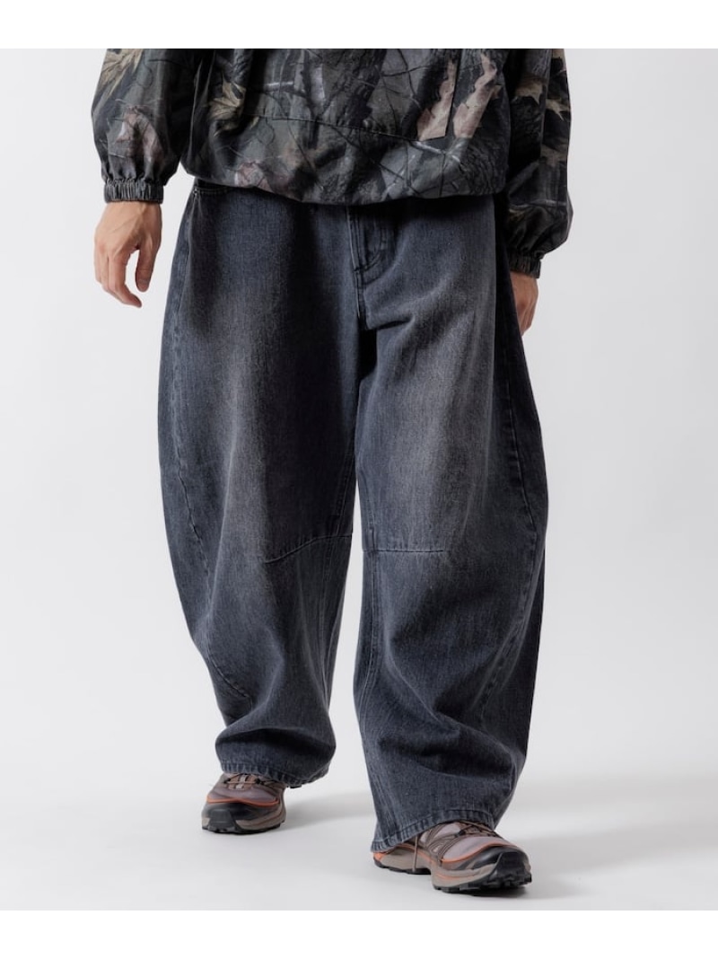 FREAK'S STORE ワイドシルエット カーブデニムパンツ ワンウォッシュ 25AW フリークスストア パンツ ジーンズ・デニムパンツ ブラック ネイビー ブルー【送料無料】